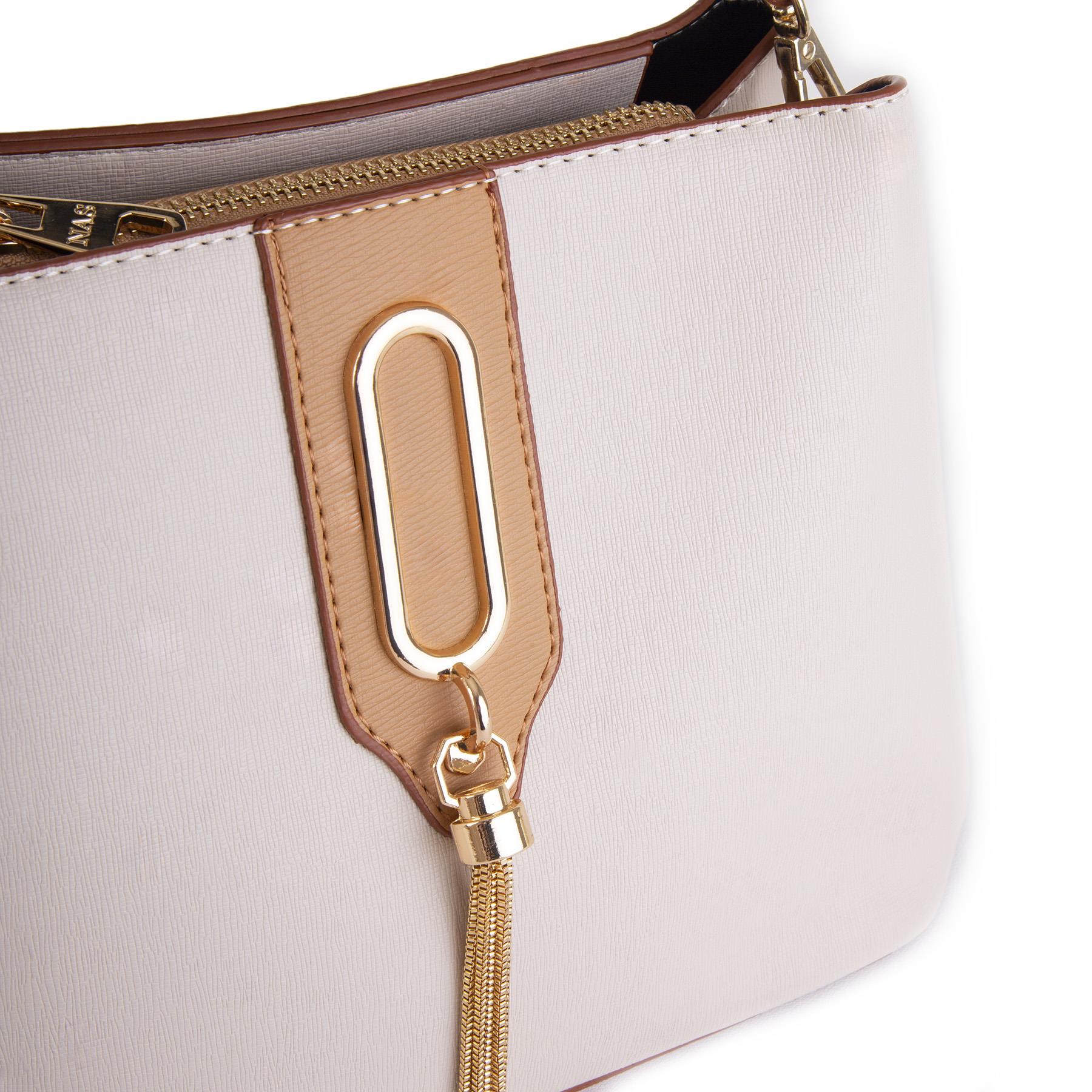 Nas Bag Kadın Çapraz Çanta ve Omuz Çantası Krem Camel Ela