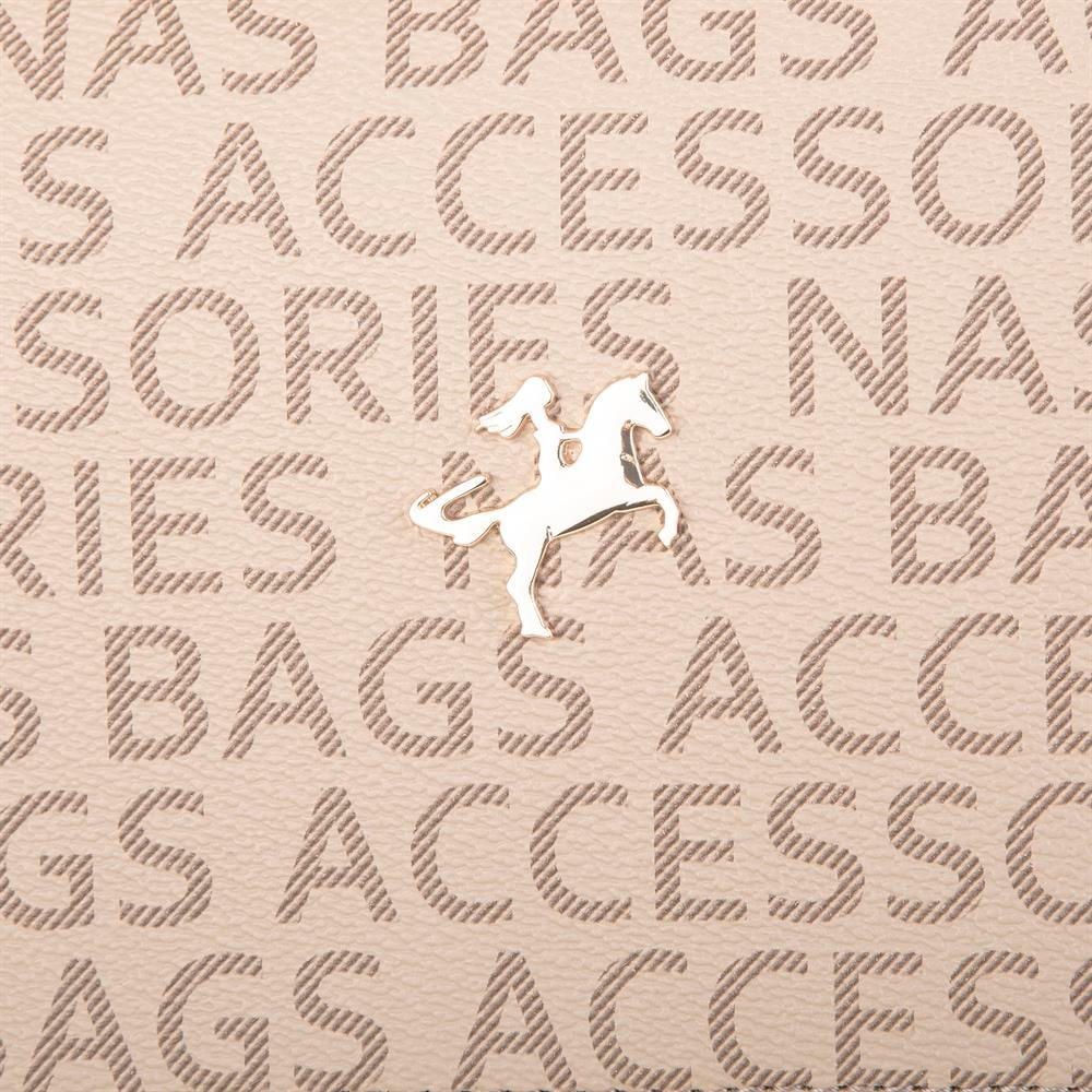 Nas Bag Kadın Çapraz Çanta Vizon Taba Yazili