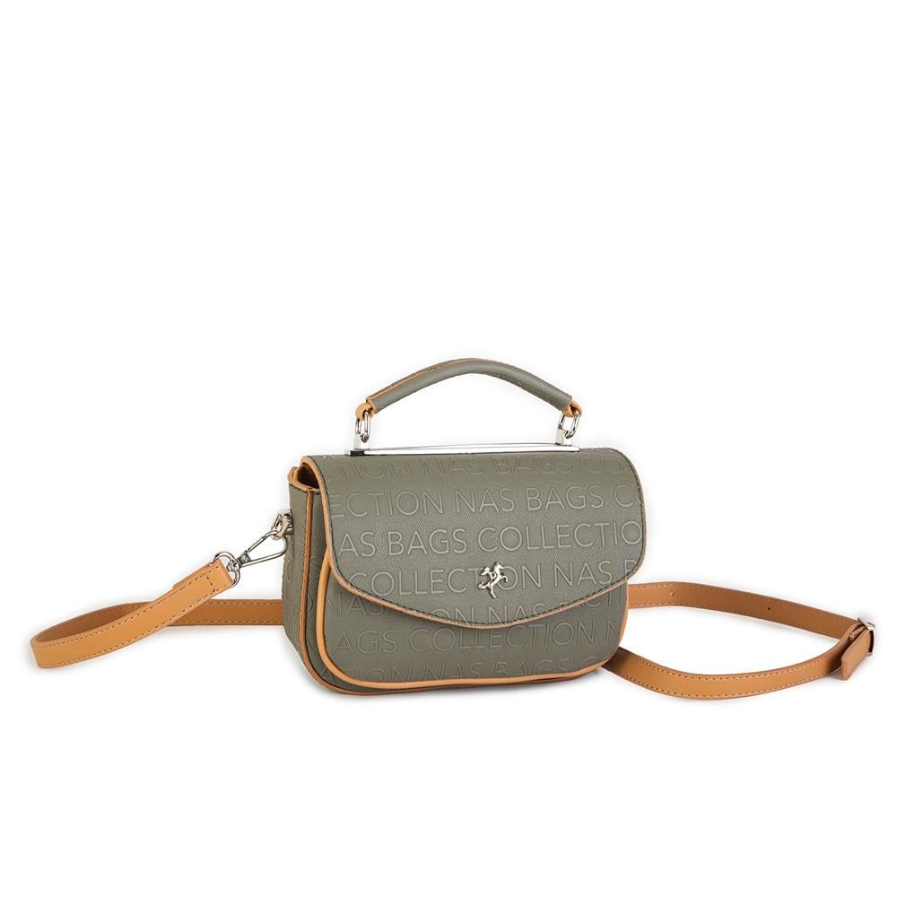 Nas Bag Kadın Çapraz Çanta Yeşil   Camel  Gofraj