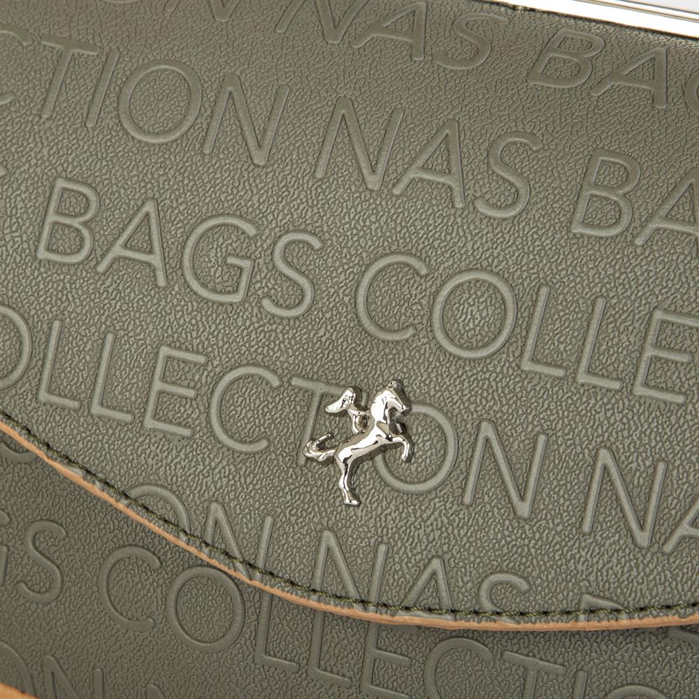 Nas Bag Kadın Çapraz Çanta Yeşil   Camel  Gofraj