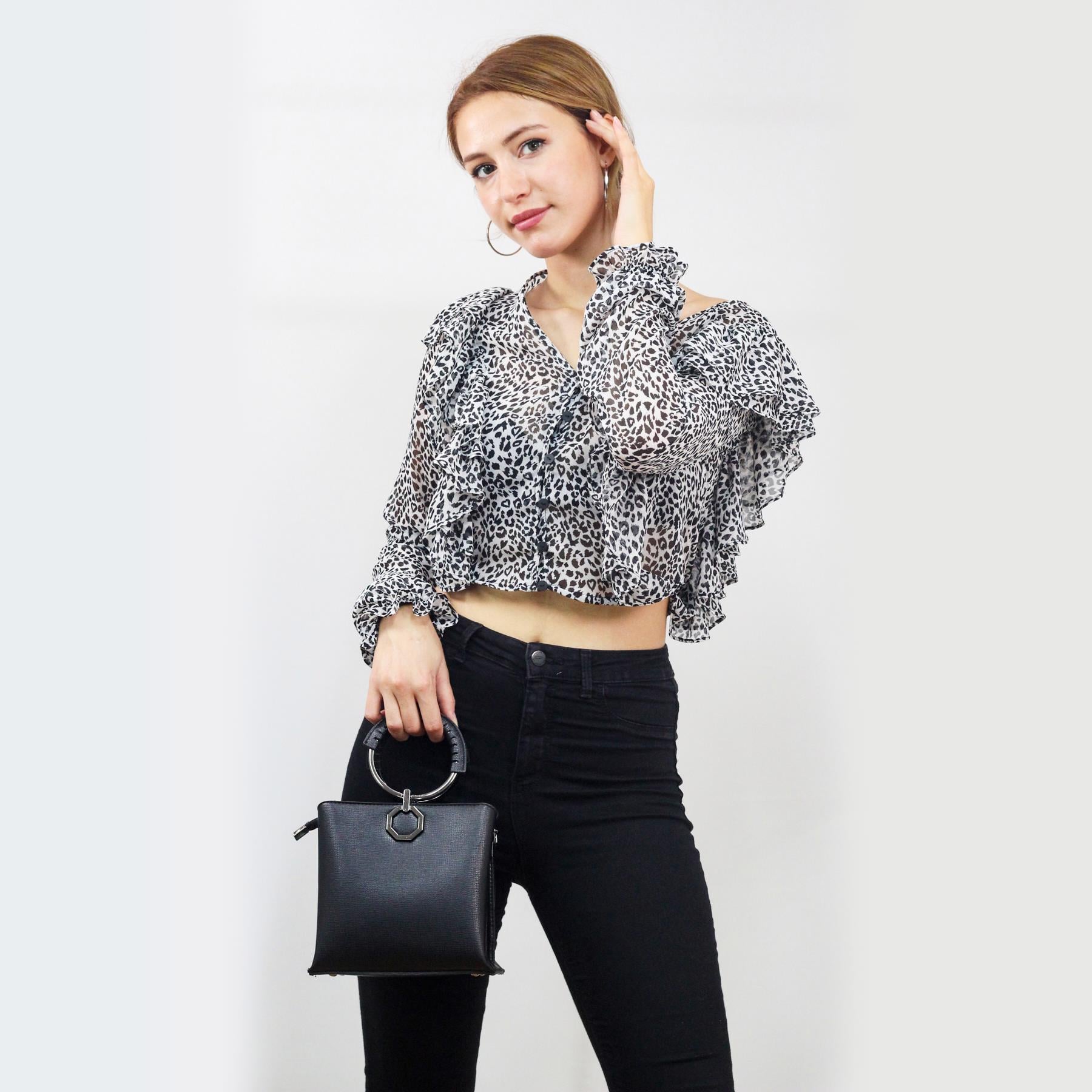 Nas Bag Kadın Çapraz Çanta Zincirli Şık Çanta Siyah Liza