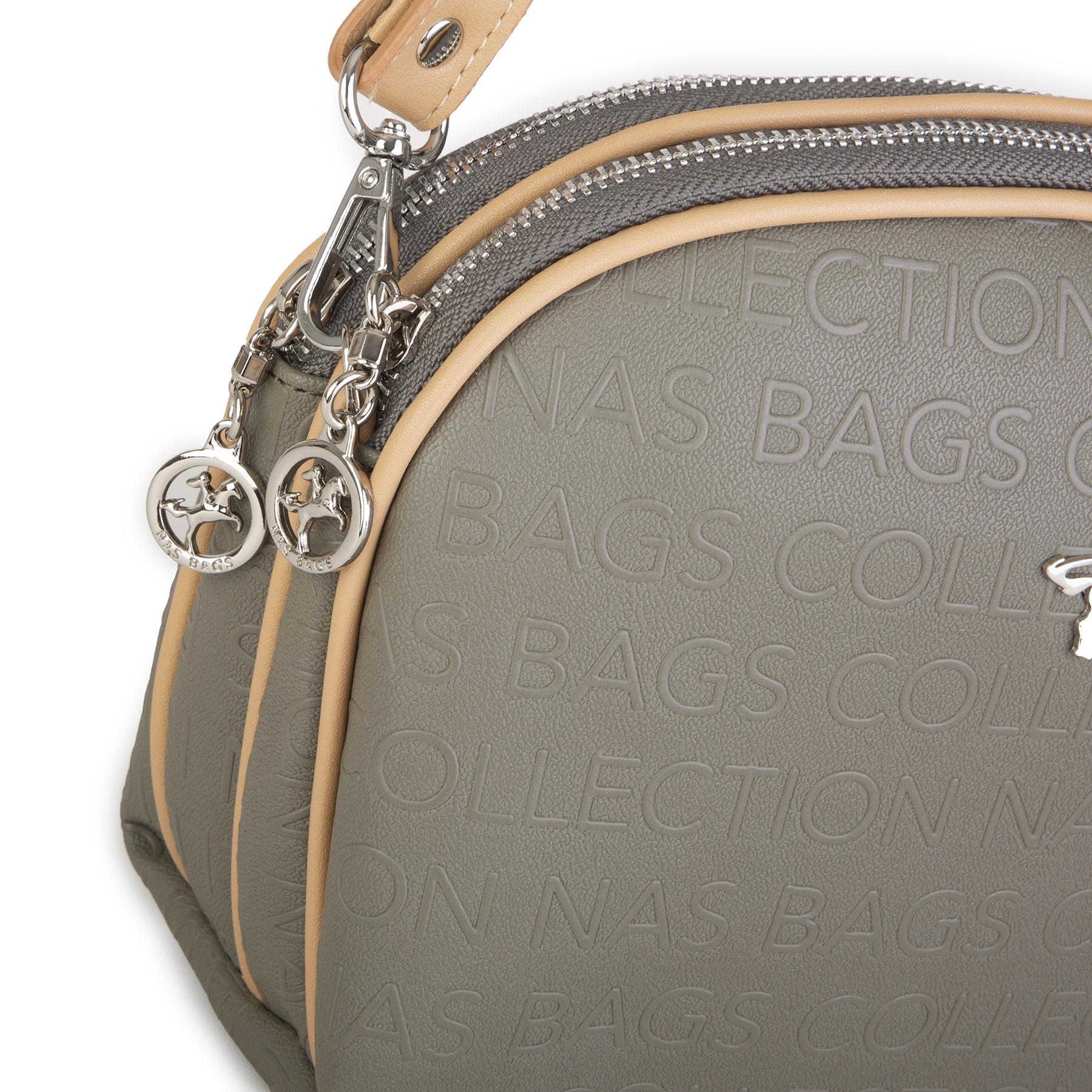 Nas Bag Kadın Çapraz Çantası Çift Gözlü Yeşil Camel Gofraj