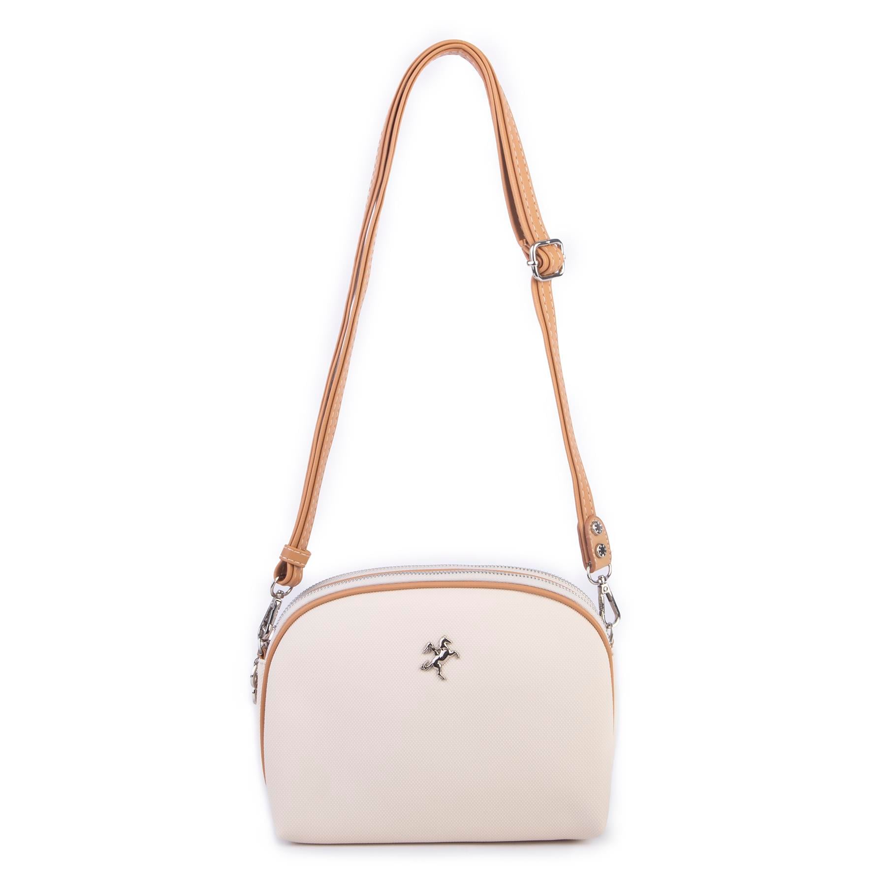 Nas Bag Kadın Çapraz Çantası Çift Gözlü Krem Camel Lacst (en:24cm ; boy :20 cm)