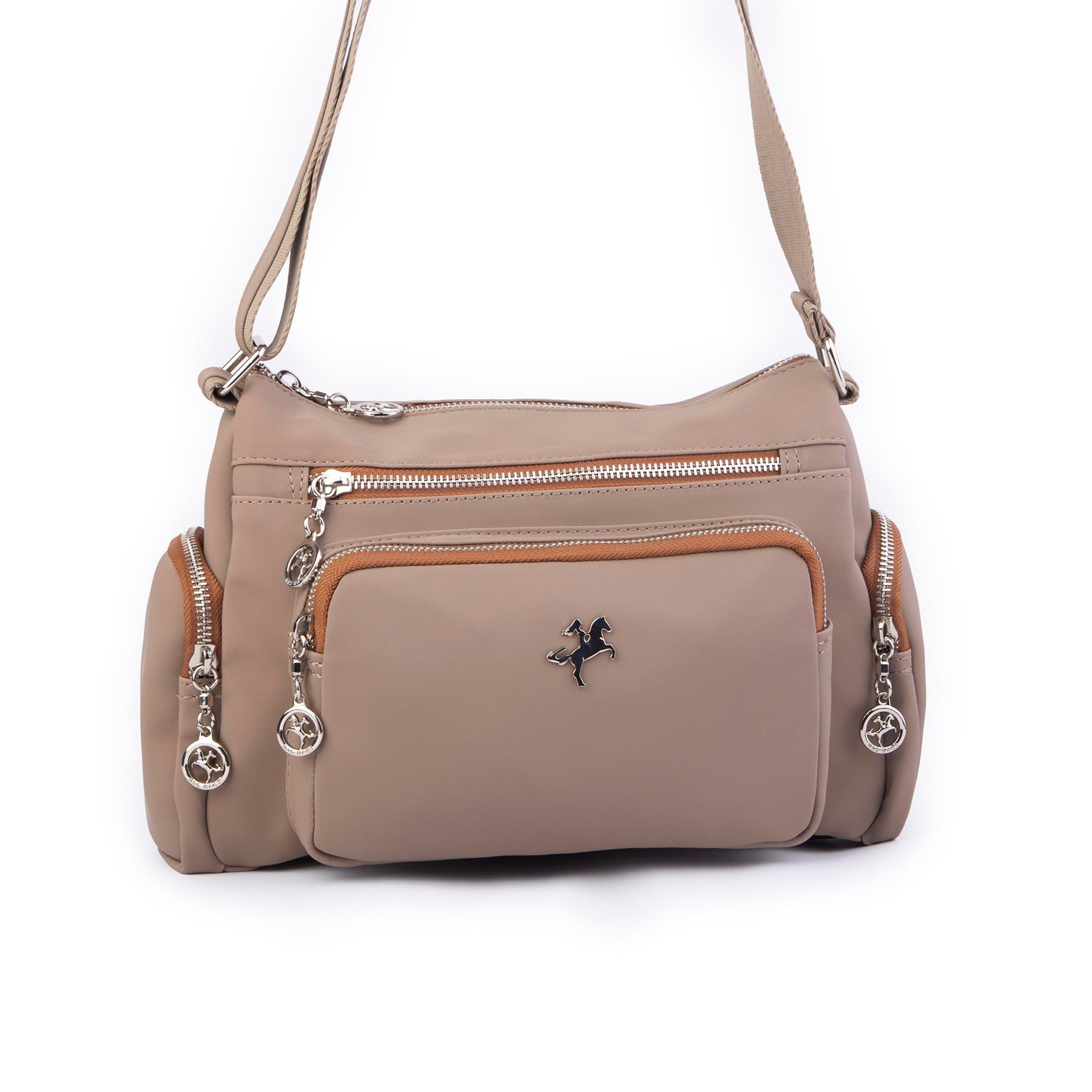 Nas Bag Kadın Çapraz Çok Gözlü Günlük Çanta Vizon Taba  Buzyy ( 30x22 cm ebatlarındadır.)