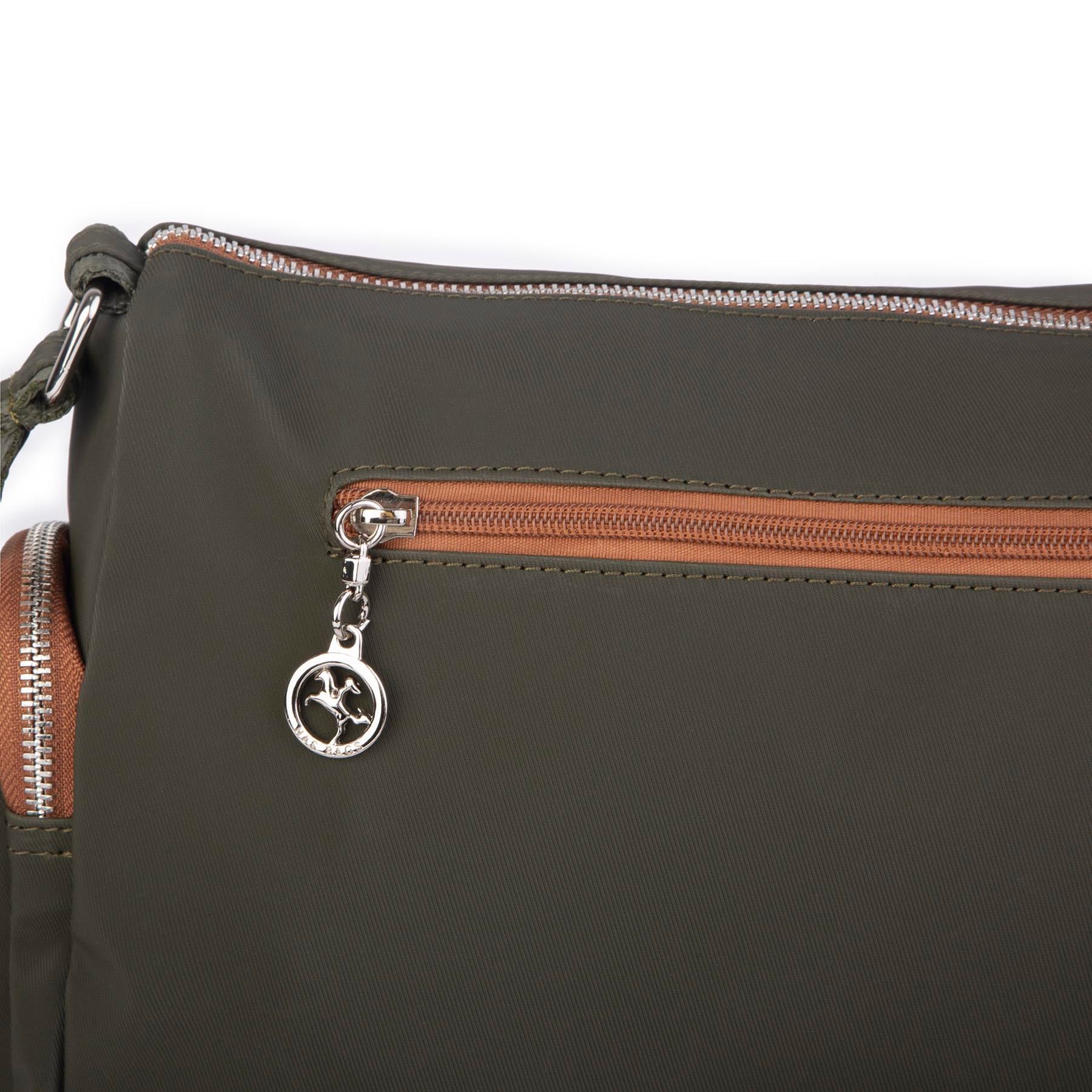 Nas Bag Kadın Çapraz Çok Gözlü Günlük Çanta Yeşil  Taba  Buzzy ( 30x22 cm ebatlarındadır.)