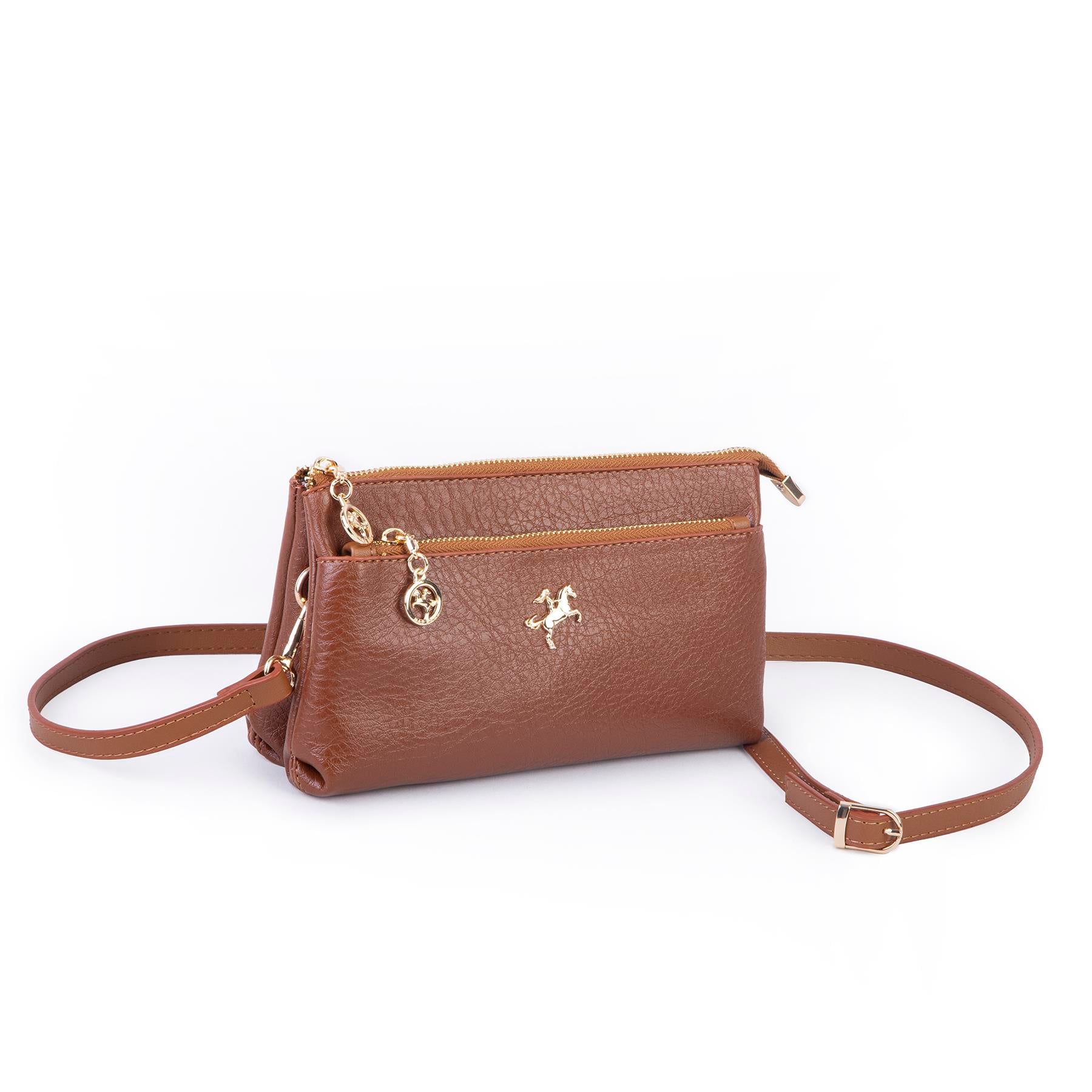 Nas Bag Kadın Çapraz ve Clutch Çanta Bilek ve Çapraz Askılı (24x15 cm) Taba Victoria 