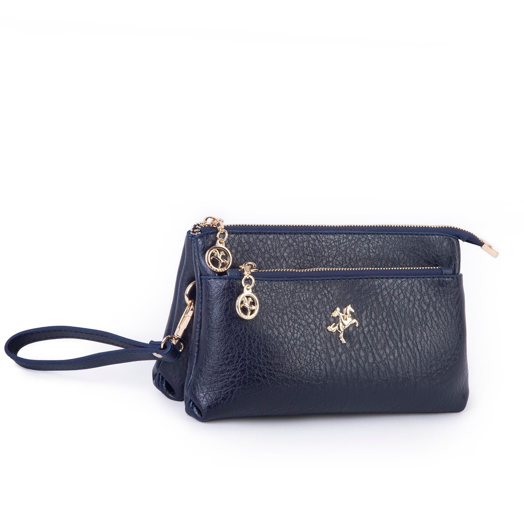 Nas Bag Kadın Çapraz ve Clutch Çanta Bilek ve Çapraz Askılı (24x15 cm) Lacivert Victoria 