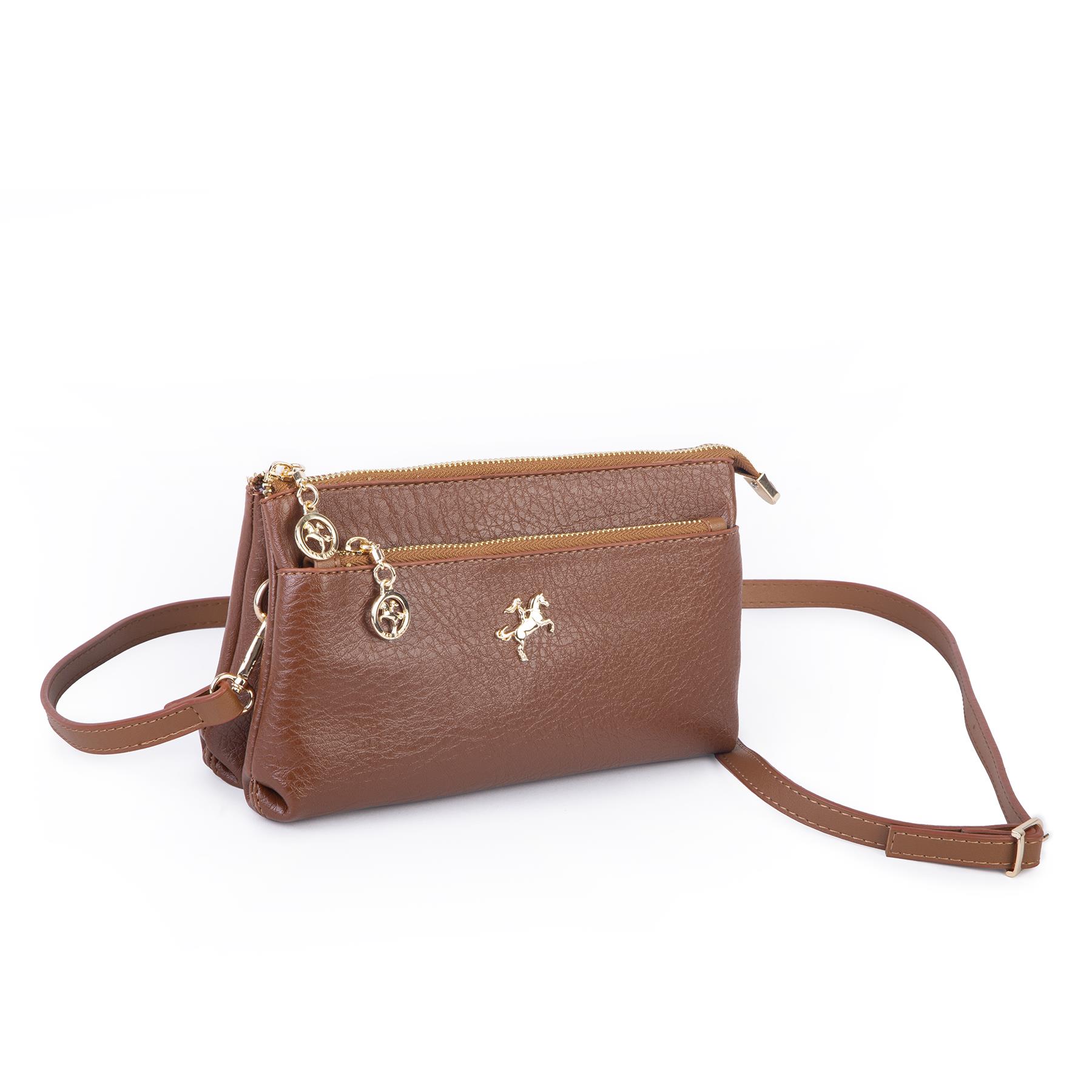 Nas Bag Kadın Çapraz ve Clutch Çanta Bilek ve Çapraz Askılı (24x15 cm) Taba Victoria 