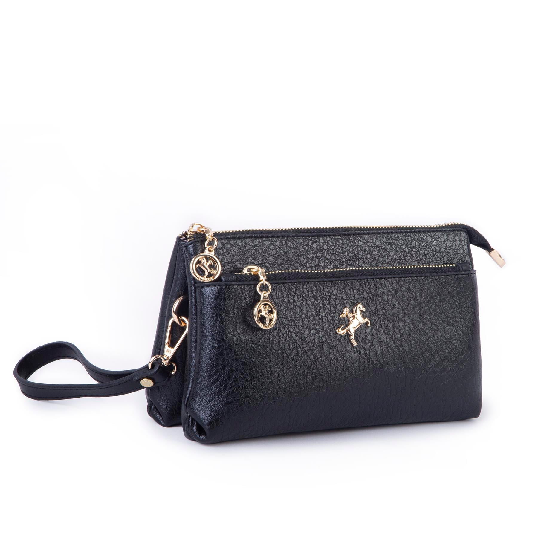 Nas Bag Kadın Çapraz ve Clutch Çanta Bilek ve Çapraz Askılı (24x15 cm) Siyah Victoria 