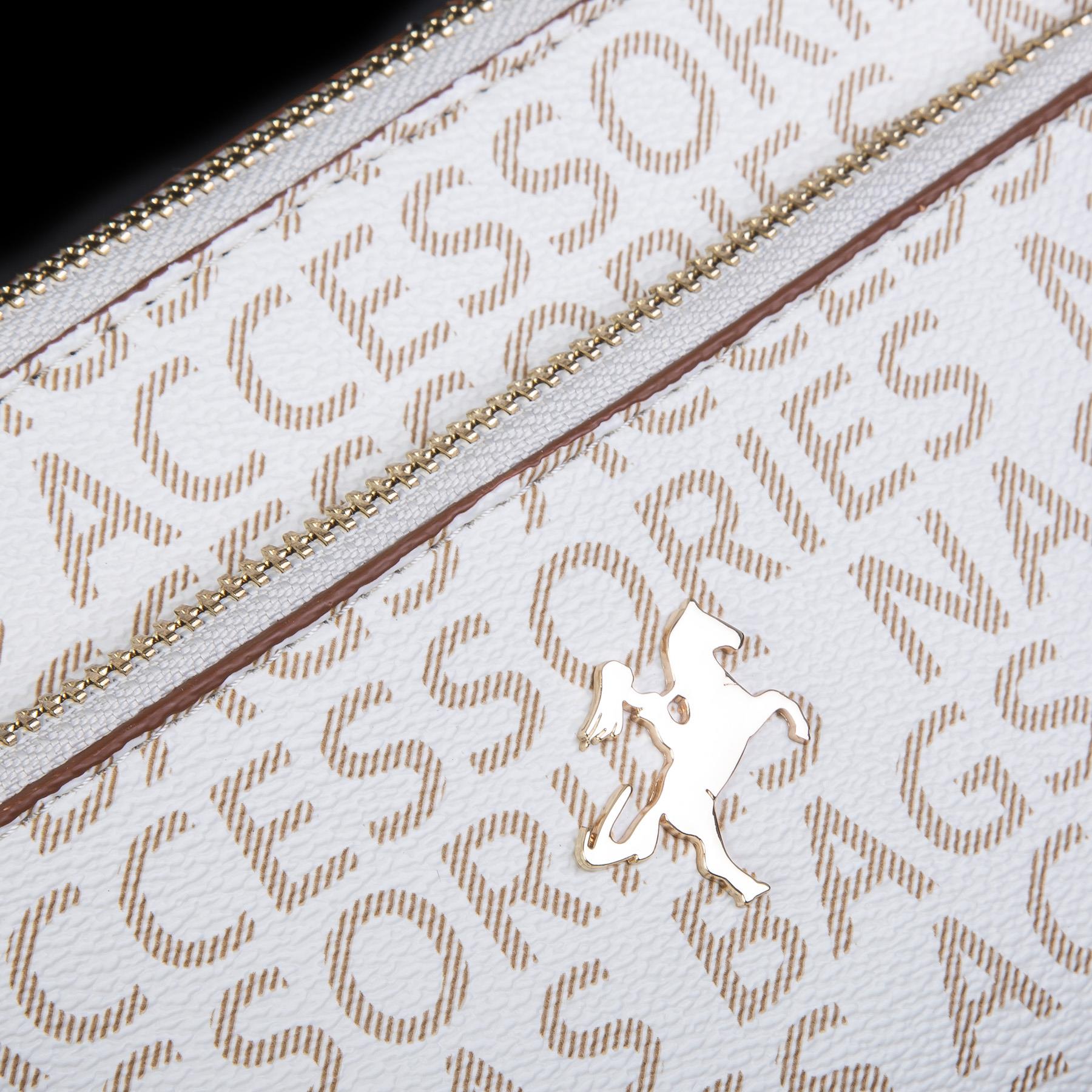 Nas Bag Kadın Çapraz ve Clutch Çanta Bilek ve Çapraz Askılı  Krem Camel Yazılı   (24x15 cm) 
