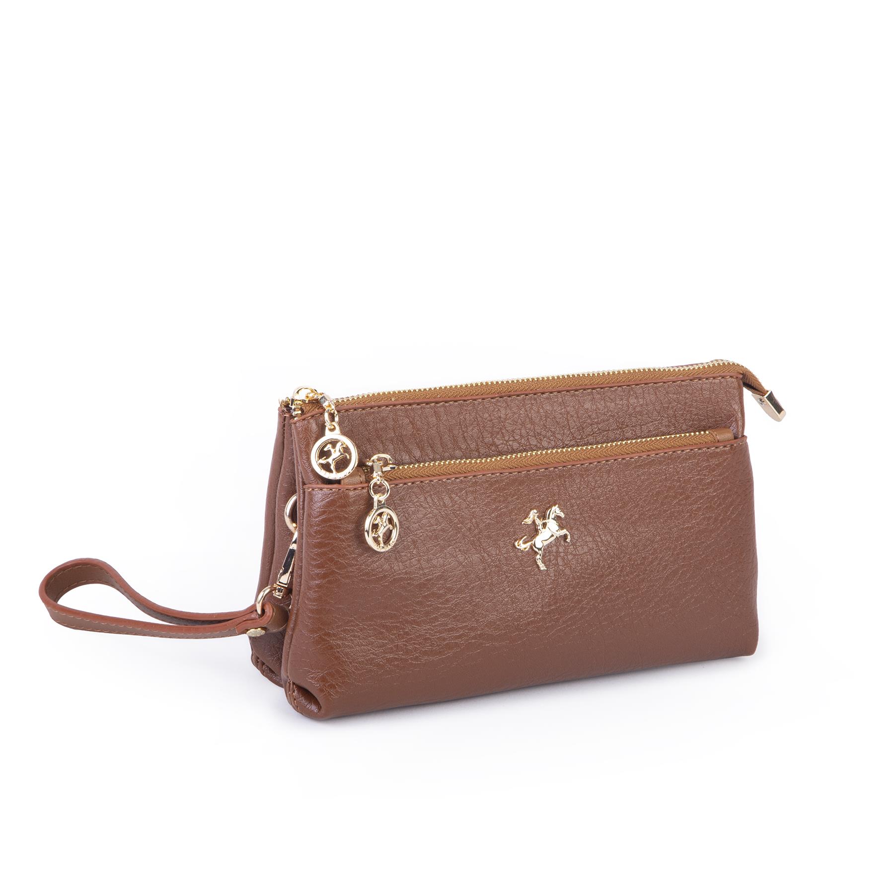 Nas Bag Kadın Çapraz ve Clutch Çanta Bilek ve Çapraz Askılı (24x15 cm) Taba Victoria 