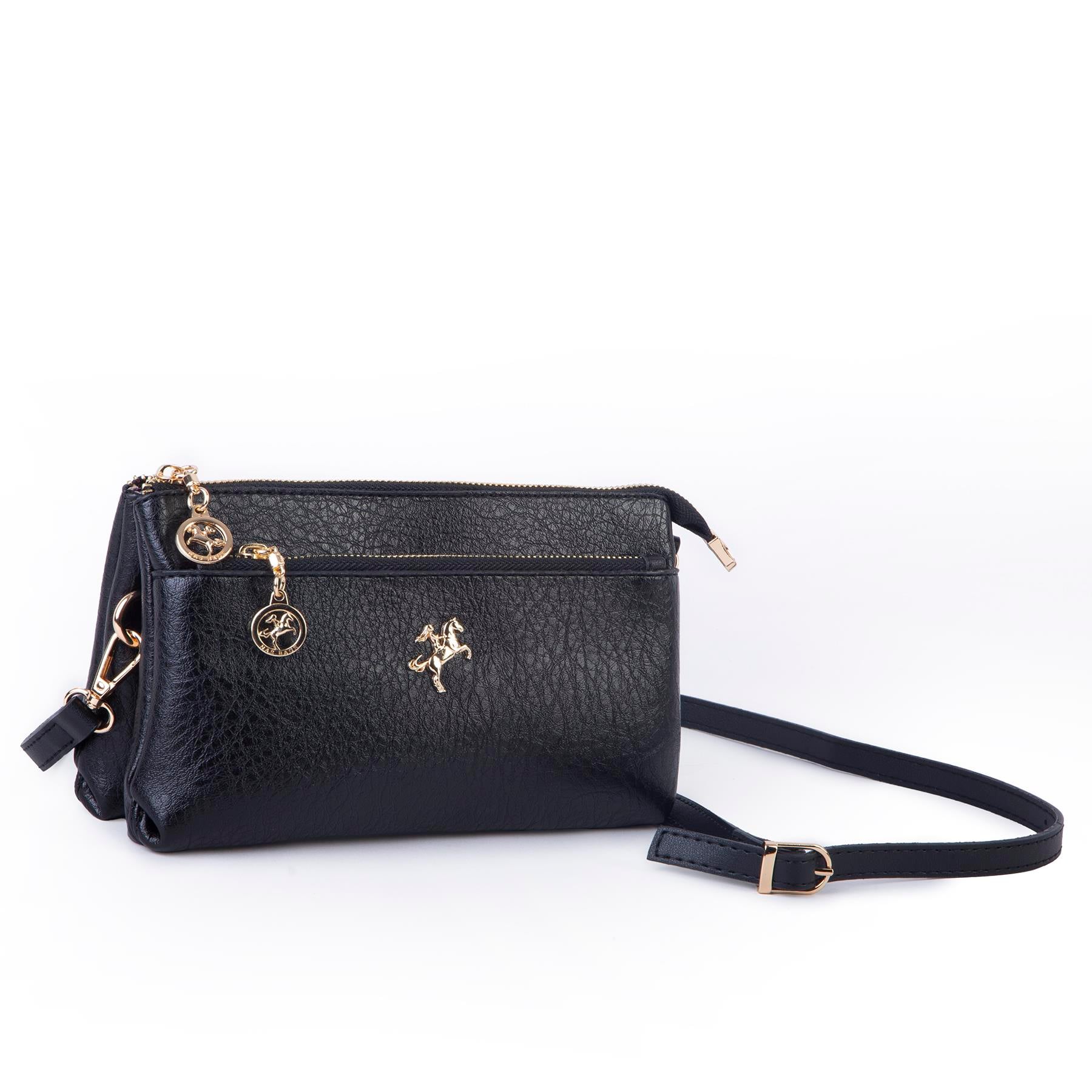 Nas Bag Kadın Çapraz ve Clutch Çanta Bilek ve Çapraz Askılı (24x15 cm) Siyah Victoria 