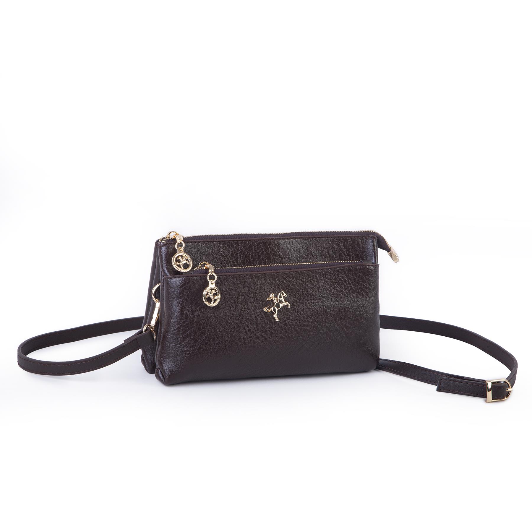 Nas Bag Kadın Çapraz ve Clutch Çanta Bilek ve Çapraz Askılı (24x15 cm) Kahve Victoria 