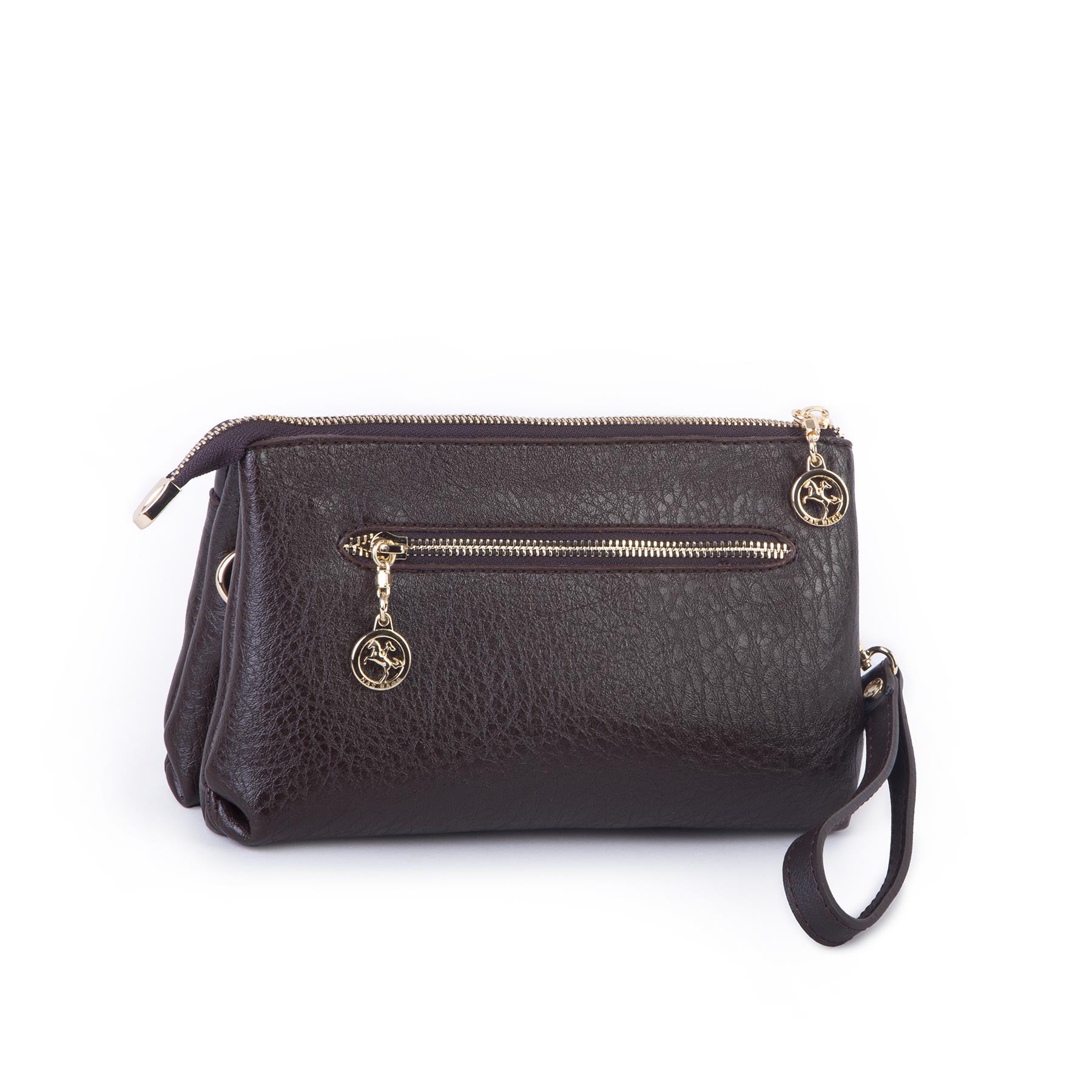 Nas Bag Kadın Çapraz ve Clutch Çanta Bilek ve Çapraz Askılı (24x15 cm) Kahve Victoria 