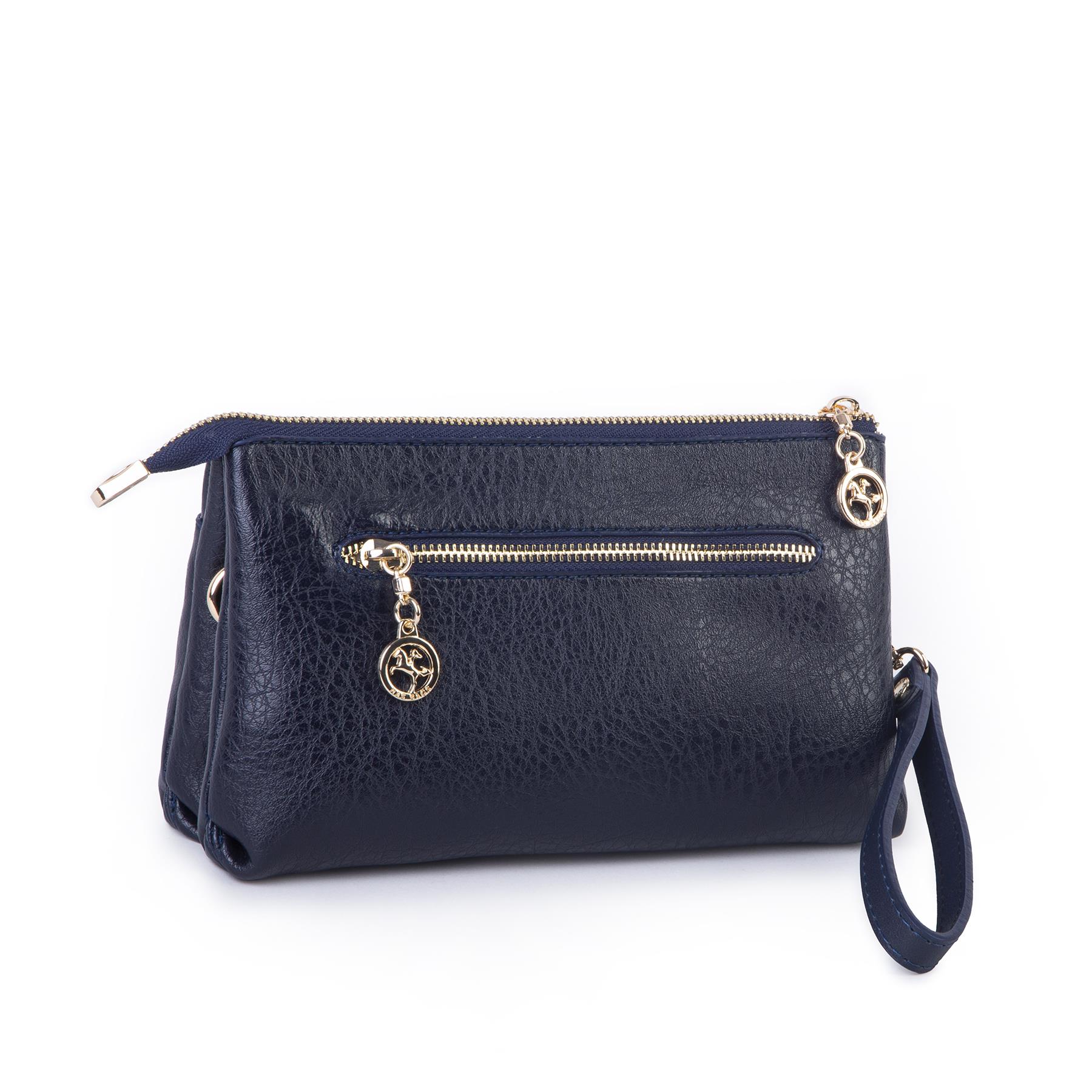 Nas Bag Kadın Çapraz ve Clutch Çanta Bilek ve Çapraz Askılı (24x15 cm) Lacivert Victoria 