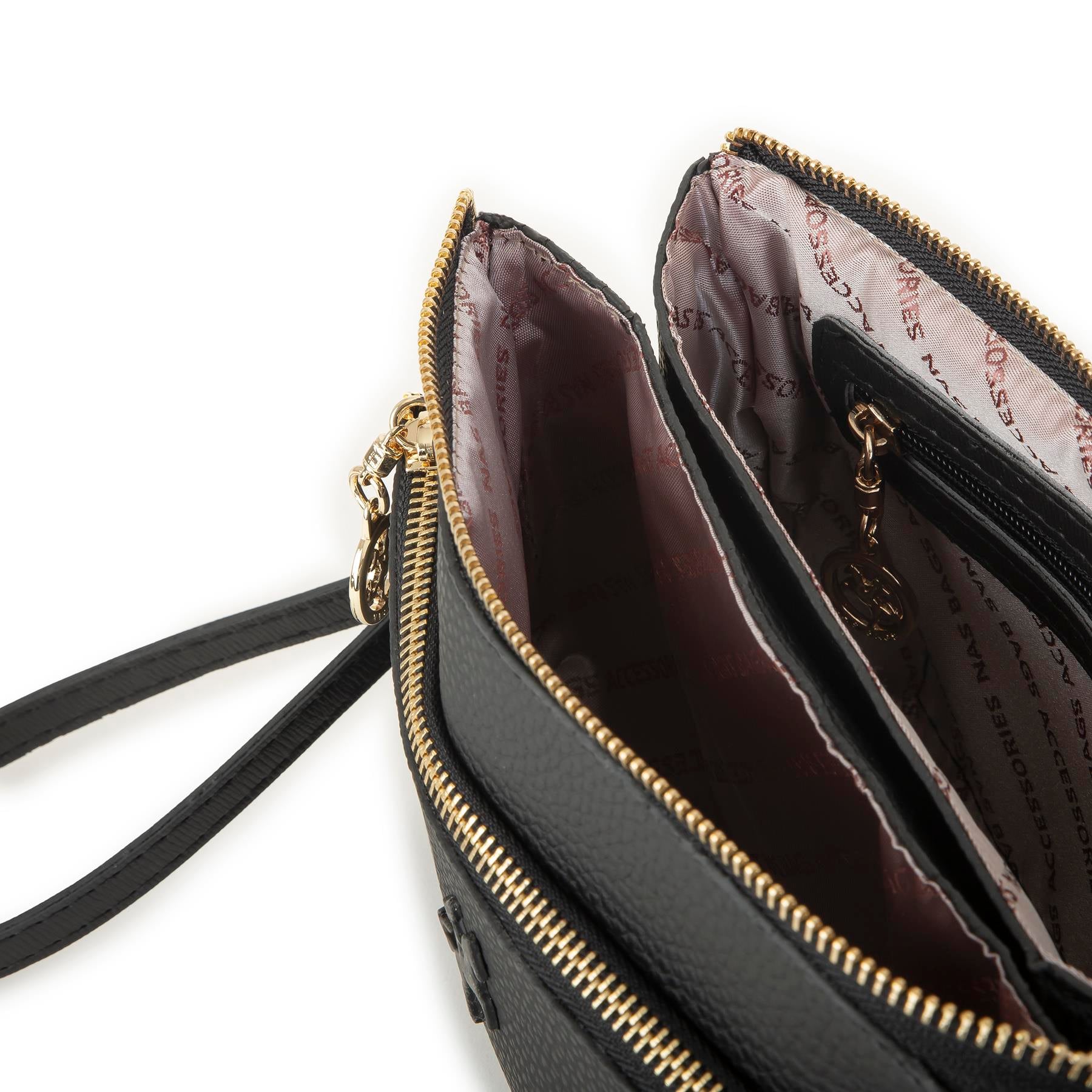 Nas Bag Kadın Çapraz ve Clutch Çanta Bilek ve Çapraz Askılı  Siyah  Natural  (24x15 cm) 