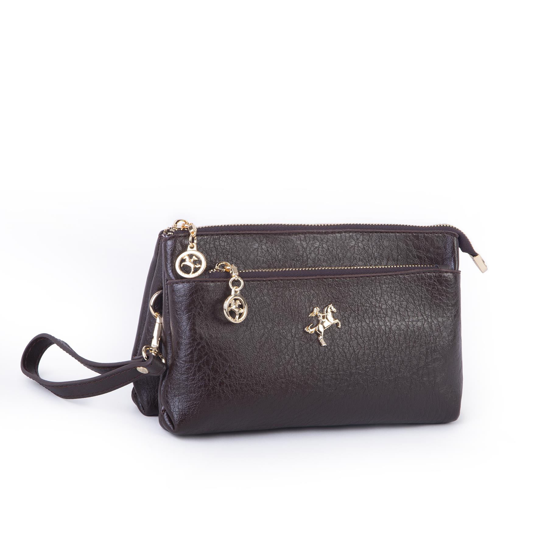 Nas Bag Kadın Çapraz ve Clutch Çanta Bilek ve Çapraz Askılı (24x15 cm) Kahve Victoria 