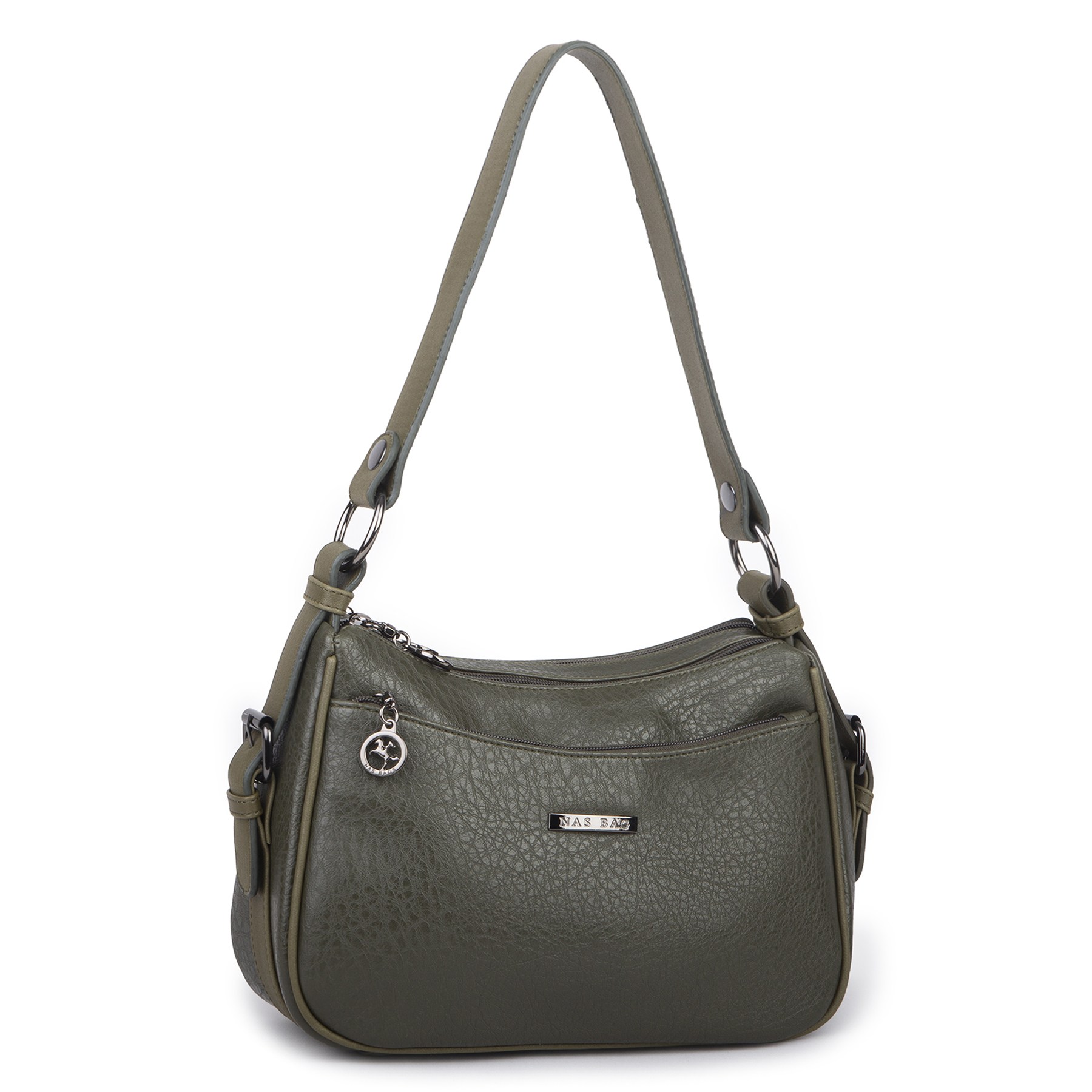 Nas Bag Kadın Çapraz ve Omuz Çanta  (27x19 cm) Haki Victoria 