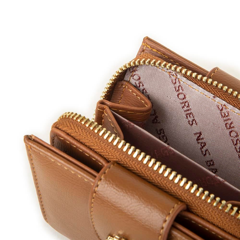 Nas Bag Kadın Çift Kapaklı Mini Cüzdan Taba Nero 