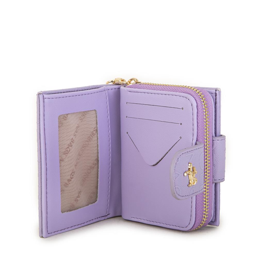 Nas Bag Kadın Çift Kapaklı Mini Cüzdan  Lila Gofraj