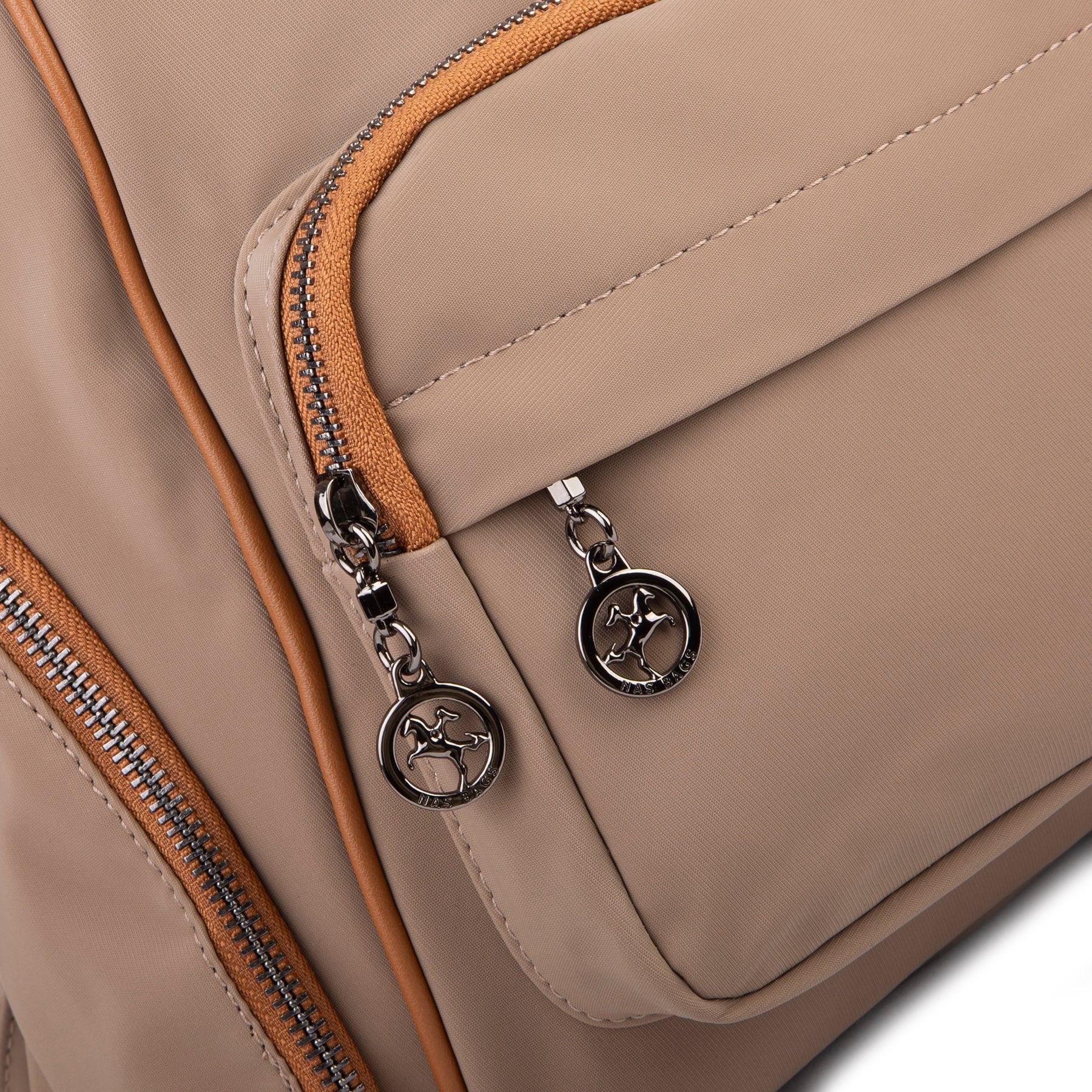 Nas Bag Kadın Çok Cepli Sırt Çantası (en :30cm x boy:34) Vizon Taba Buzzy