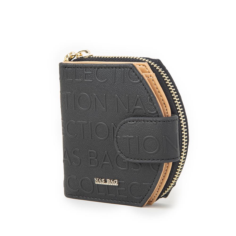 Nas Bag Kadın Çok Fonksiyonlu Cüzdan Siyah Camel Gofraj