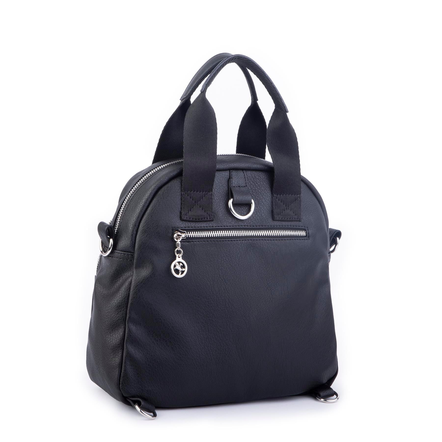 Nas Bag Kadın Çok Gözlü Dönüştürülebilir El Omuz ve Sırt Çantası Siyah King   ( en : 28 cm; boy :25c m)