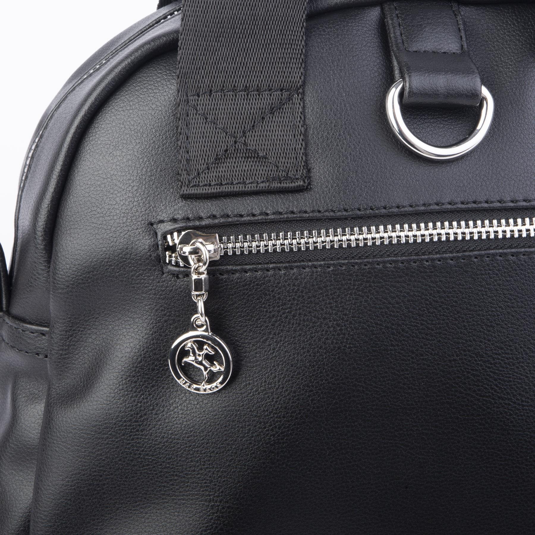 Nas Bag Kadın Çok Gözlü Dönüştürülebilir El Omuz ve Sırt Çantası Siyah Nero    ( en : 28 cm; boy :25c m)