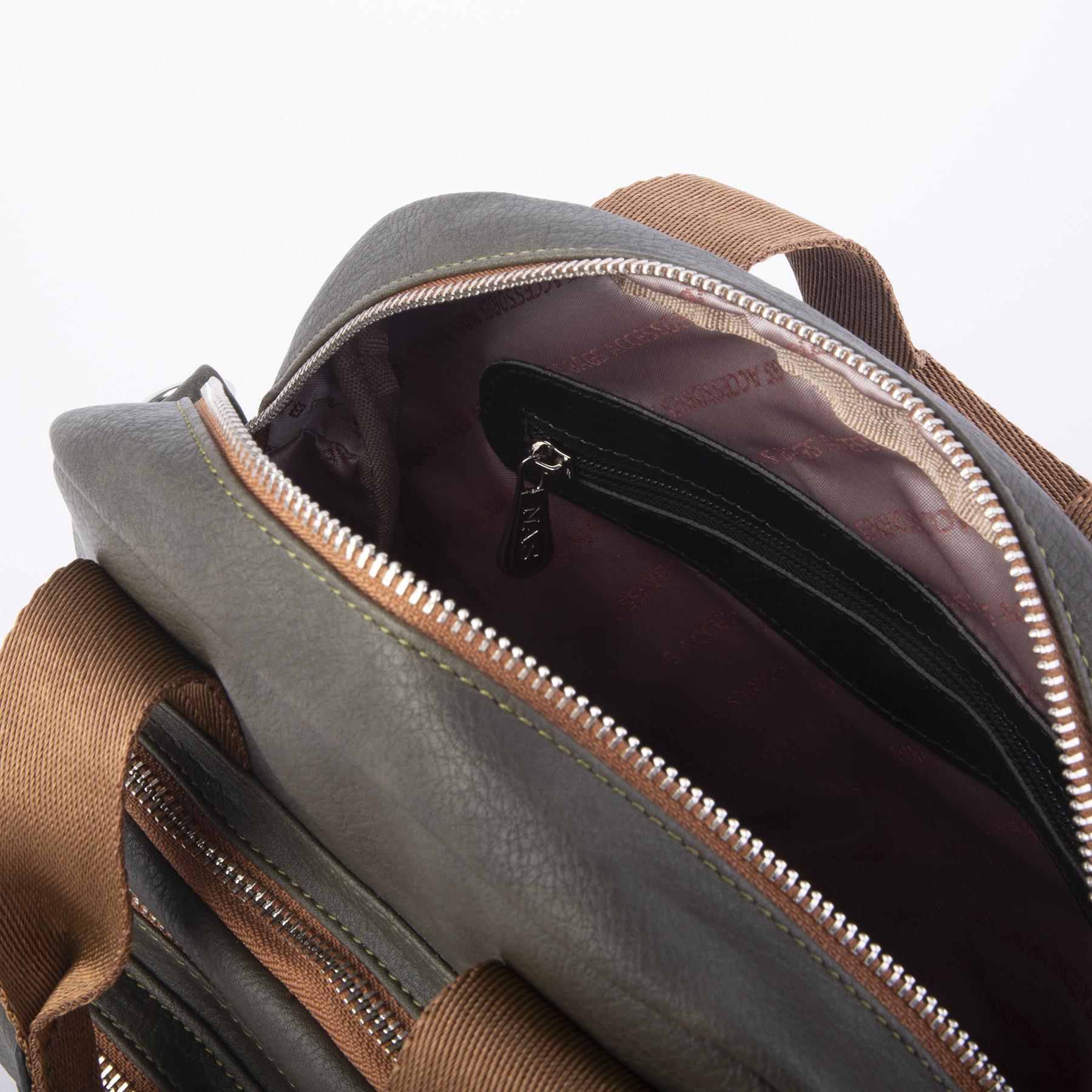 Nas Bag Kadın Çok Gözlü Dönüştürülebilir El Omuz ve Sırt Çantası Yeşil Taba King   ( en : 28 cm; boy :25c m)