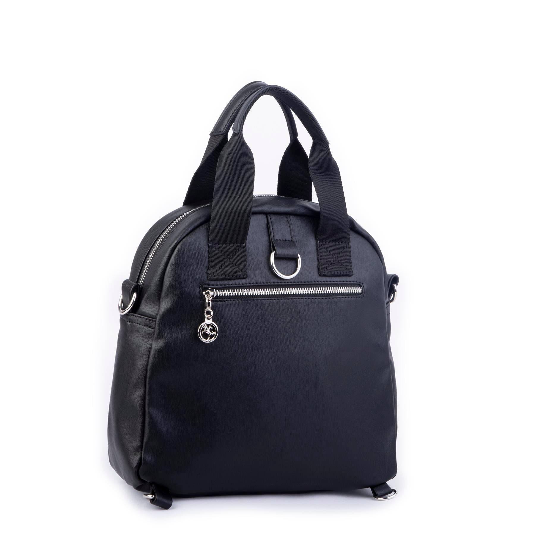 Nas Bag Kadın Çok Gözlü Dönüştürülebilir El Omuz ve Sırt Çantası Siyah Yıkamalı    ( en : 28 cm; boy :25c m)
