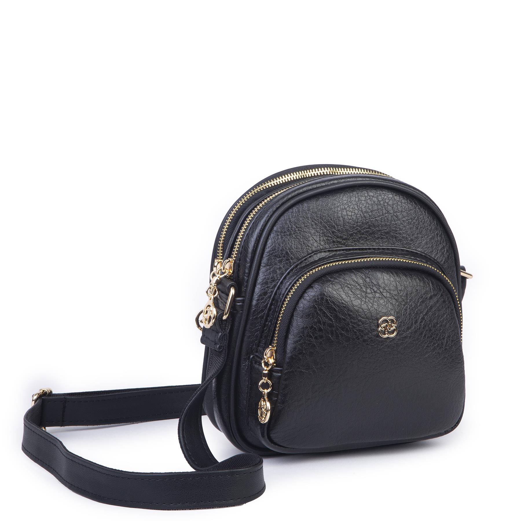Nas Bag Kadın Çok Gözlü Günlük Çapraz ve Omuz Çanta Siyah Victoria  (20x22 cm)