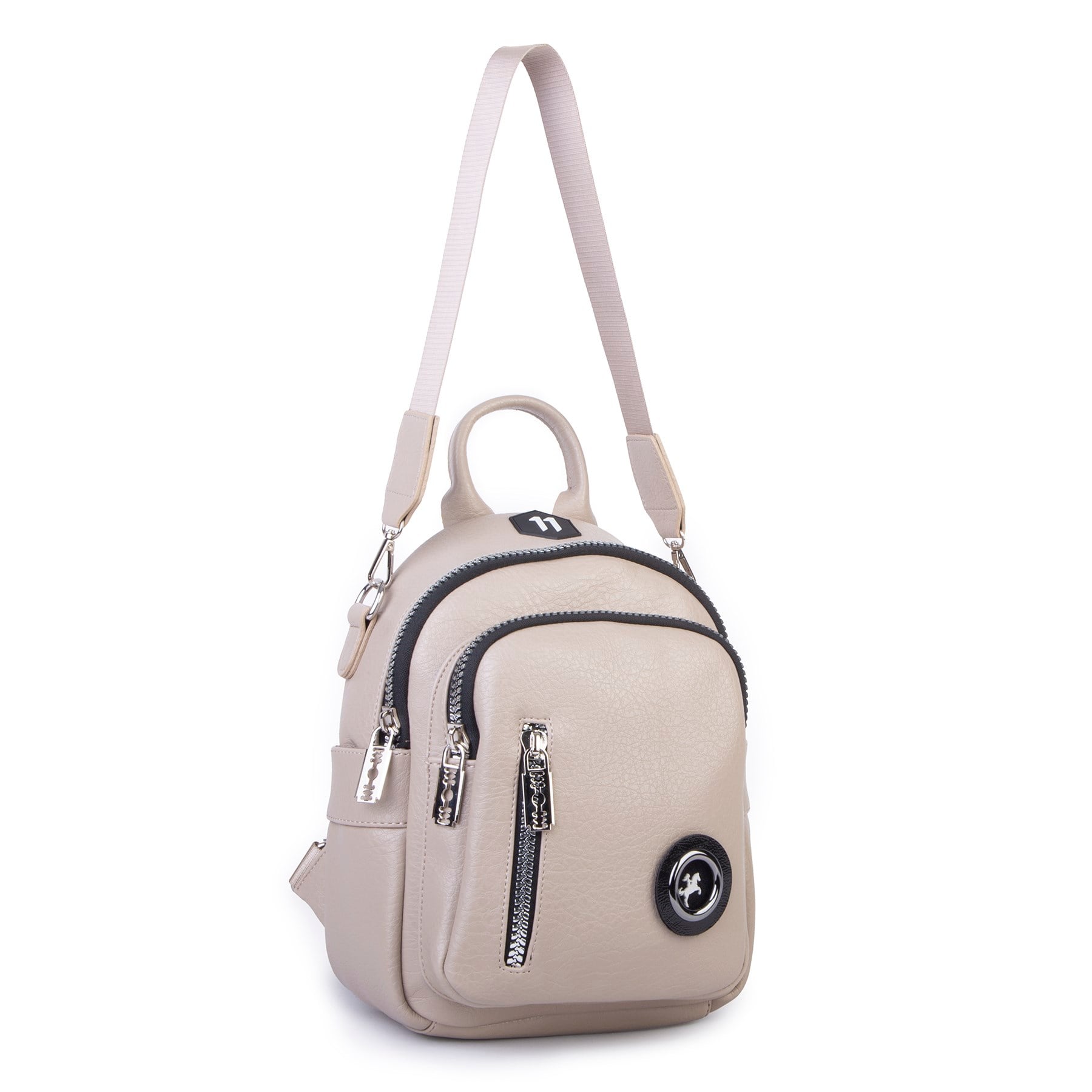 Nas Bag Kadın Dönüştürülebilir Sırt ve Omuz Çantası Şık Geniş Fermuarlı Çanta (24x31x14 cm) Kum Victoria