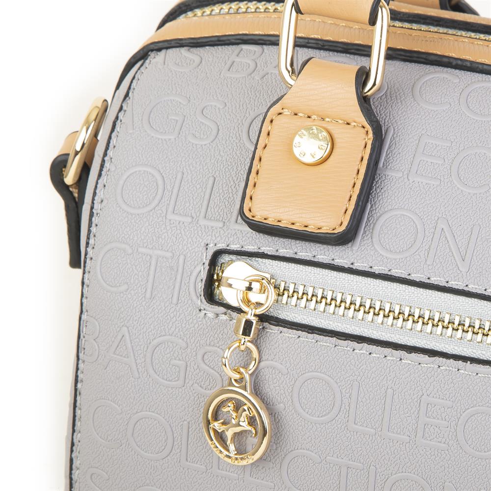 Nas Bag Kadın El Çantası Gri Camel Gofraj