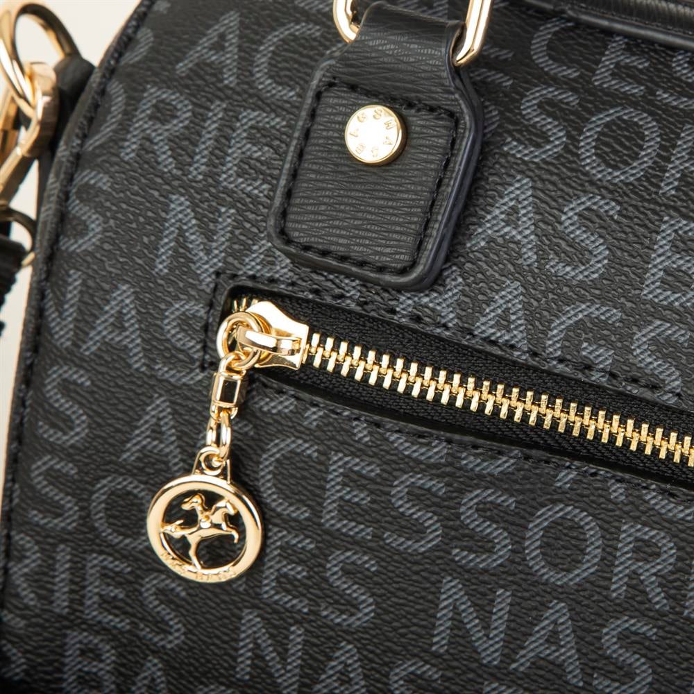 Nas Bag Kadın El Çantası Siyah Yazılı