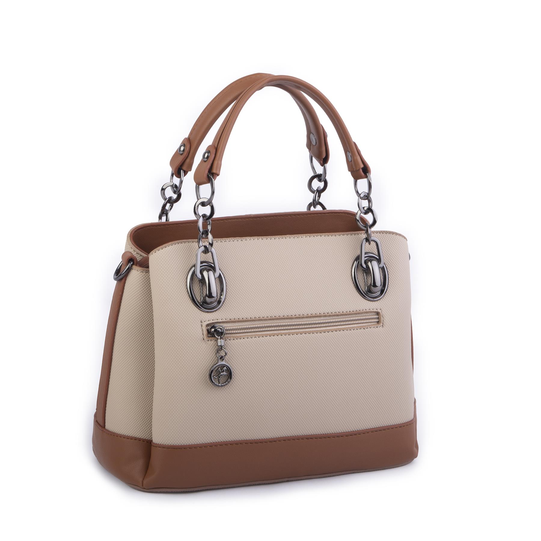 Nas Bag Kadın El ve Omuz Çantası Kum Taba Lacst (en:28 cm ; boy:21 cm )