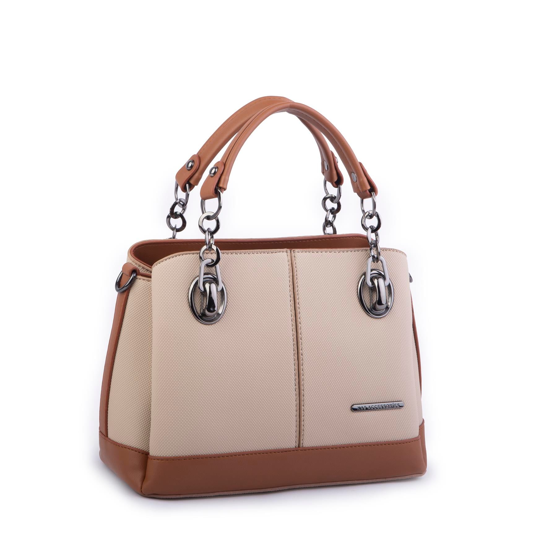 Nas Bag Kadın El ve Omuz Çantası Kum Taba Lacst (en:28 cm ; boy:21 cm )