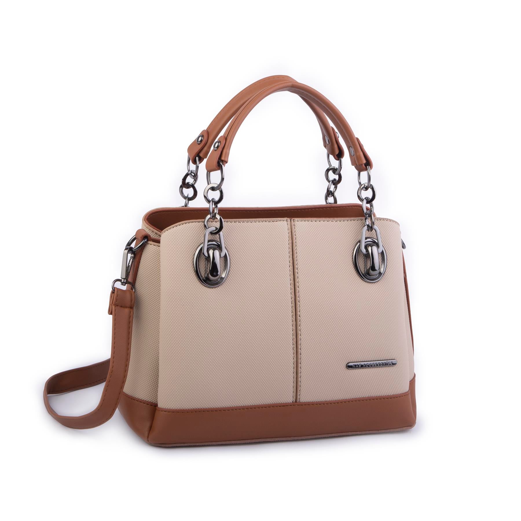 Nas Bag Kadın El ve Omuz Çantası Kum Taba Lacst (en:28 cm ; boy:21 cm )