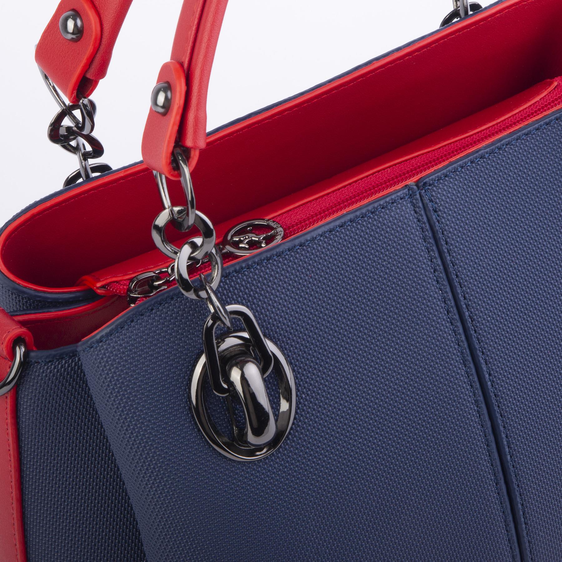 Nas Bag Kadın El ve Omuz Çantası Lacivert Kırmızı Lacst  (en:28 cm ; boy:21 cm )