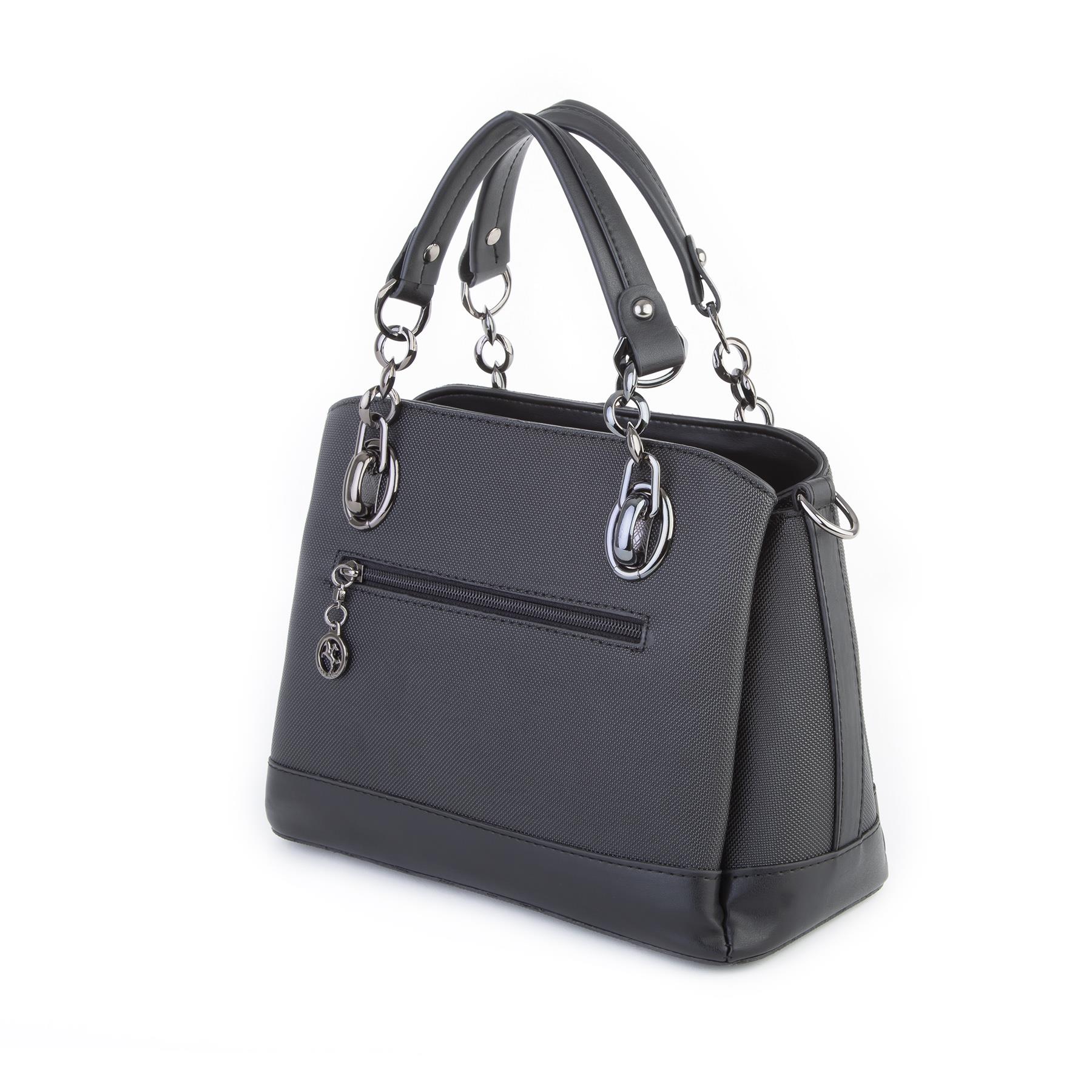 Nas Bag Kadın El ve Omuz Çantası Siyah Lacst  (en:28 cm ; boy:21 cm )