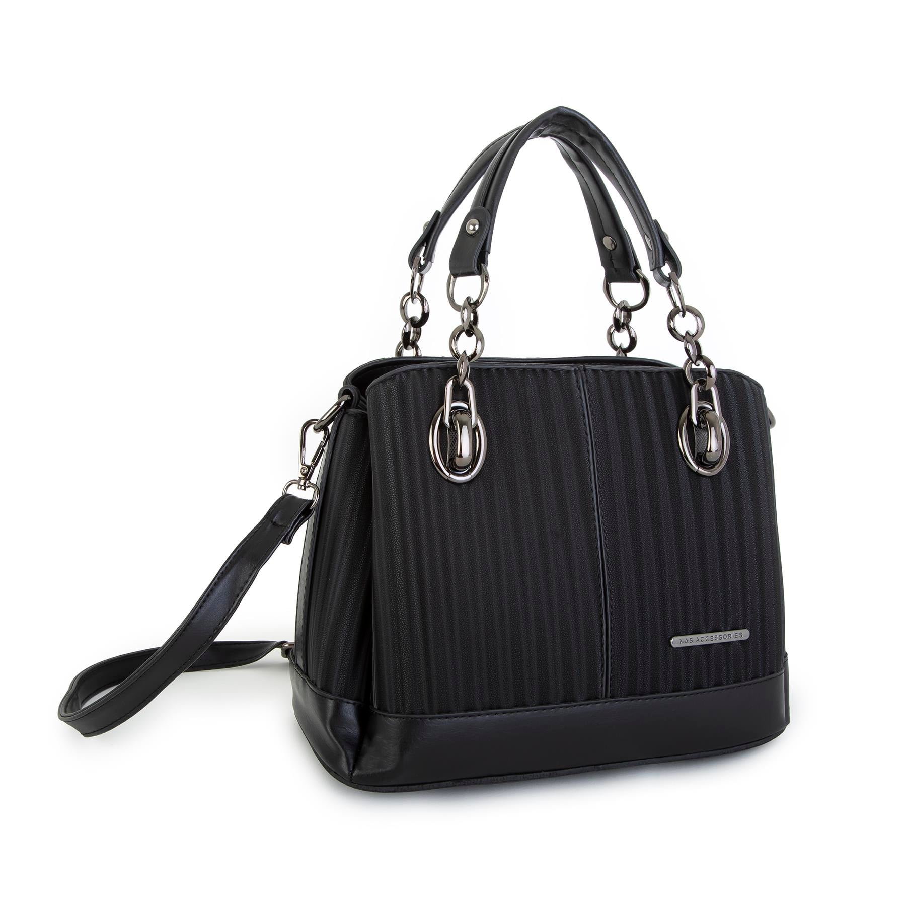 Nas Bag Kadın El ve Omuz Çantası Siyah Cosmos (en:28 cm ; boy:21 cm )
