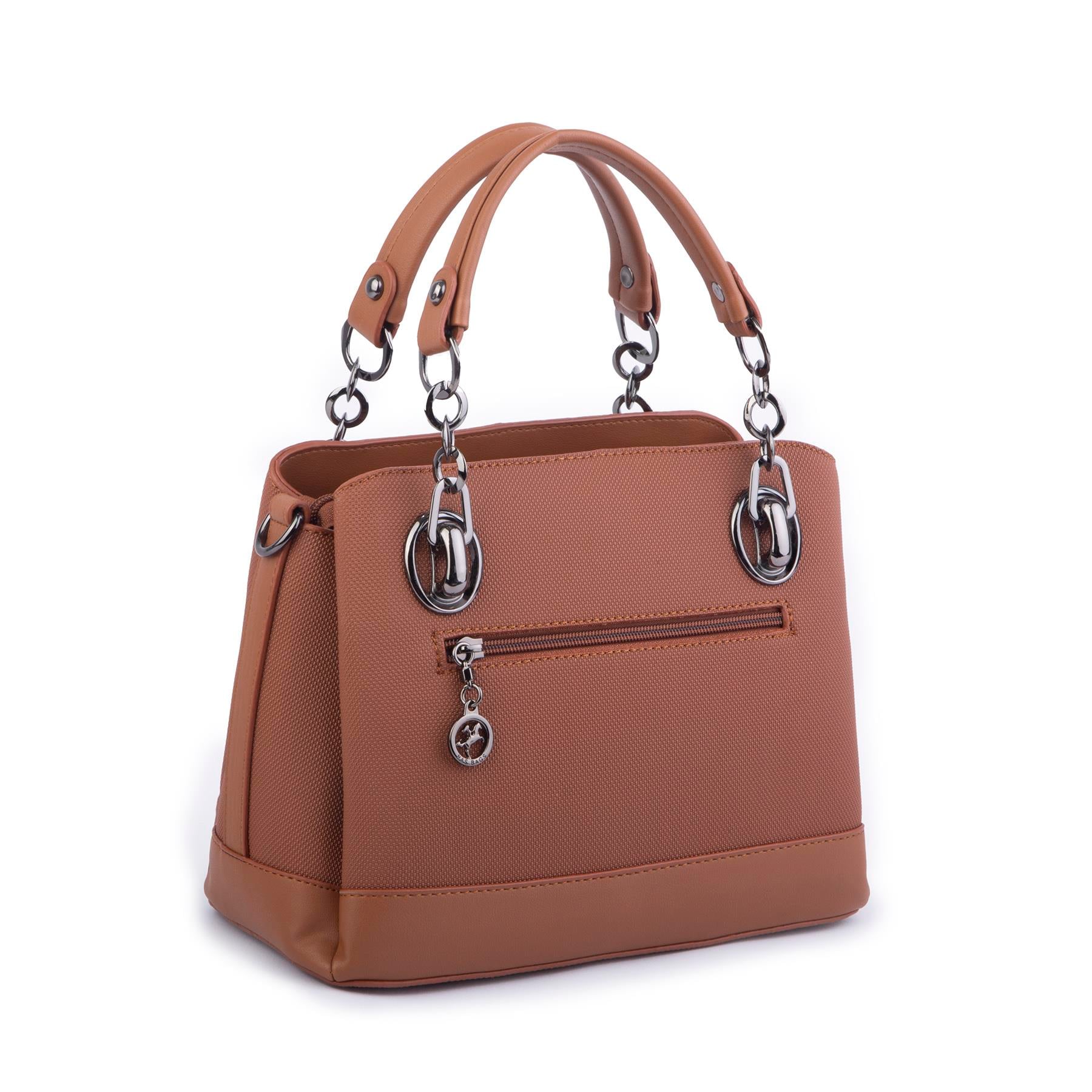 Nas Bag Kadın El ve Omuz Çantası Taba Lacst  (en:28 cm ; boy:21 cm )