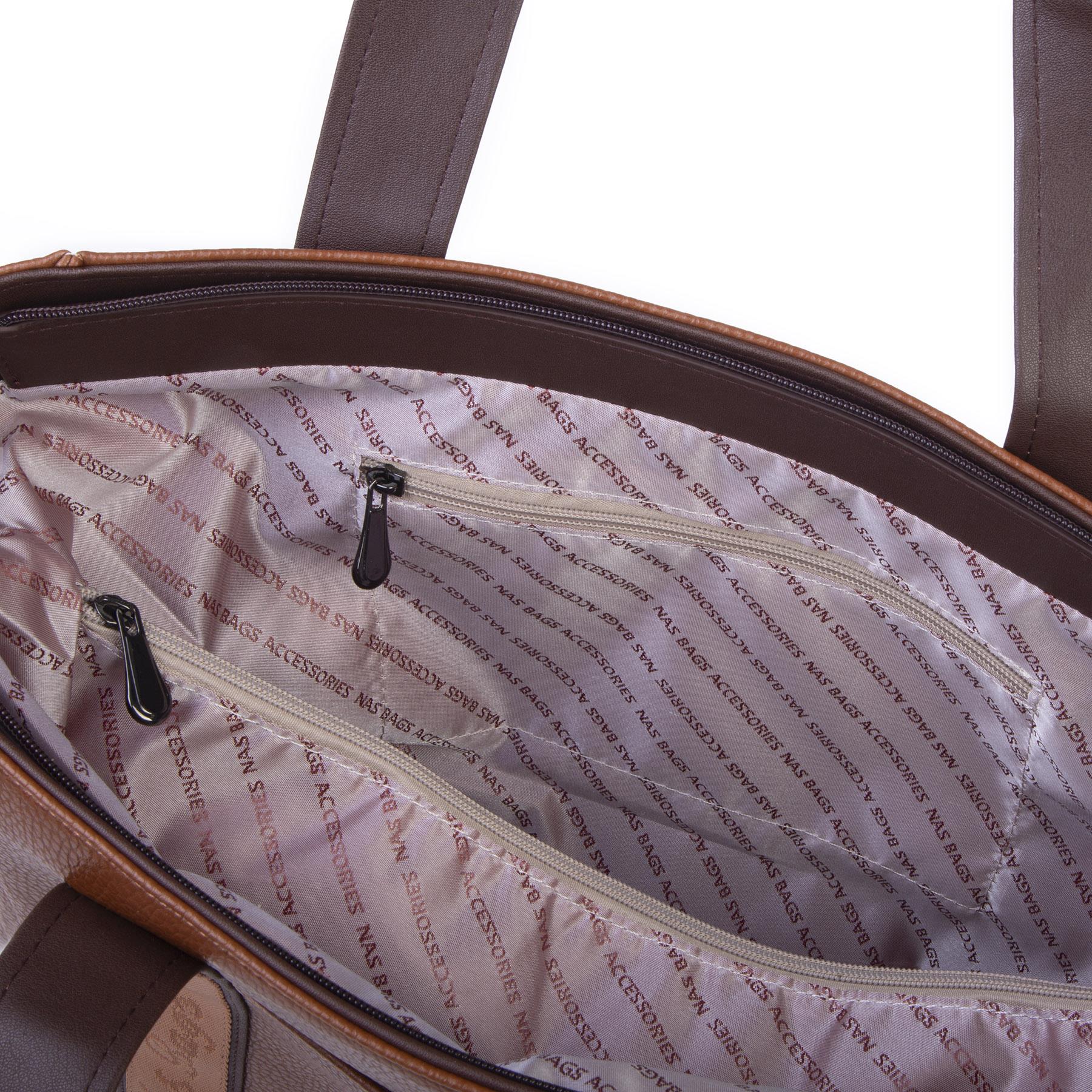 Nas Bag Kadın Extra Büyük Omuz Çantası ve Spor Çantası ( 46x36 cm ) Taba Kahve Lopez