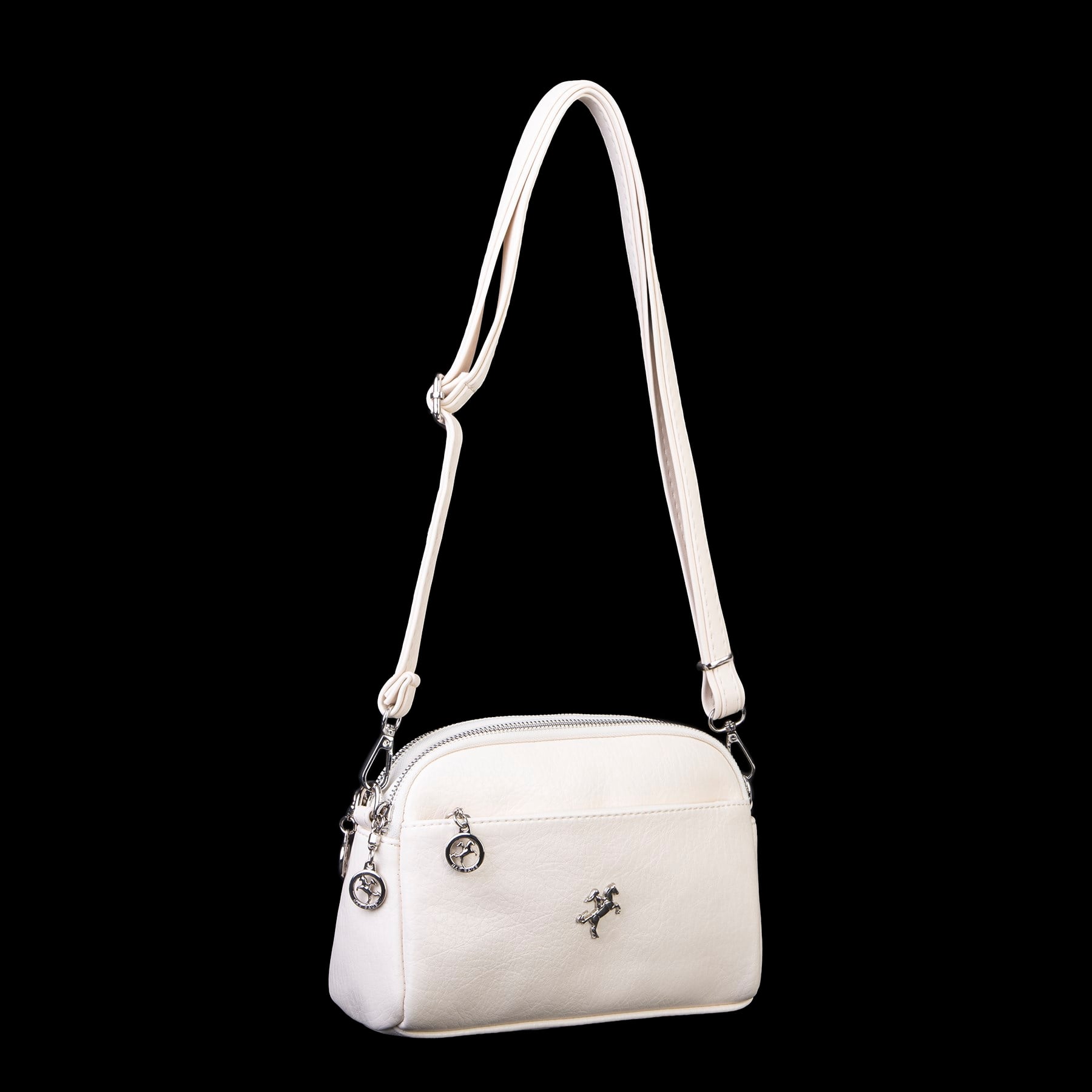 Nas Bag Kadın Günlük Sade Şık Çok Gözlü Çapraz Çanta (23x14 cm) Krem Victoria