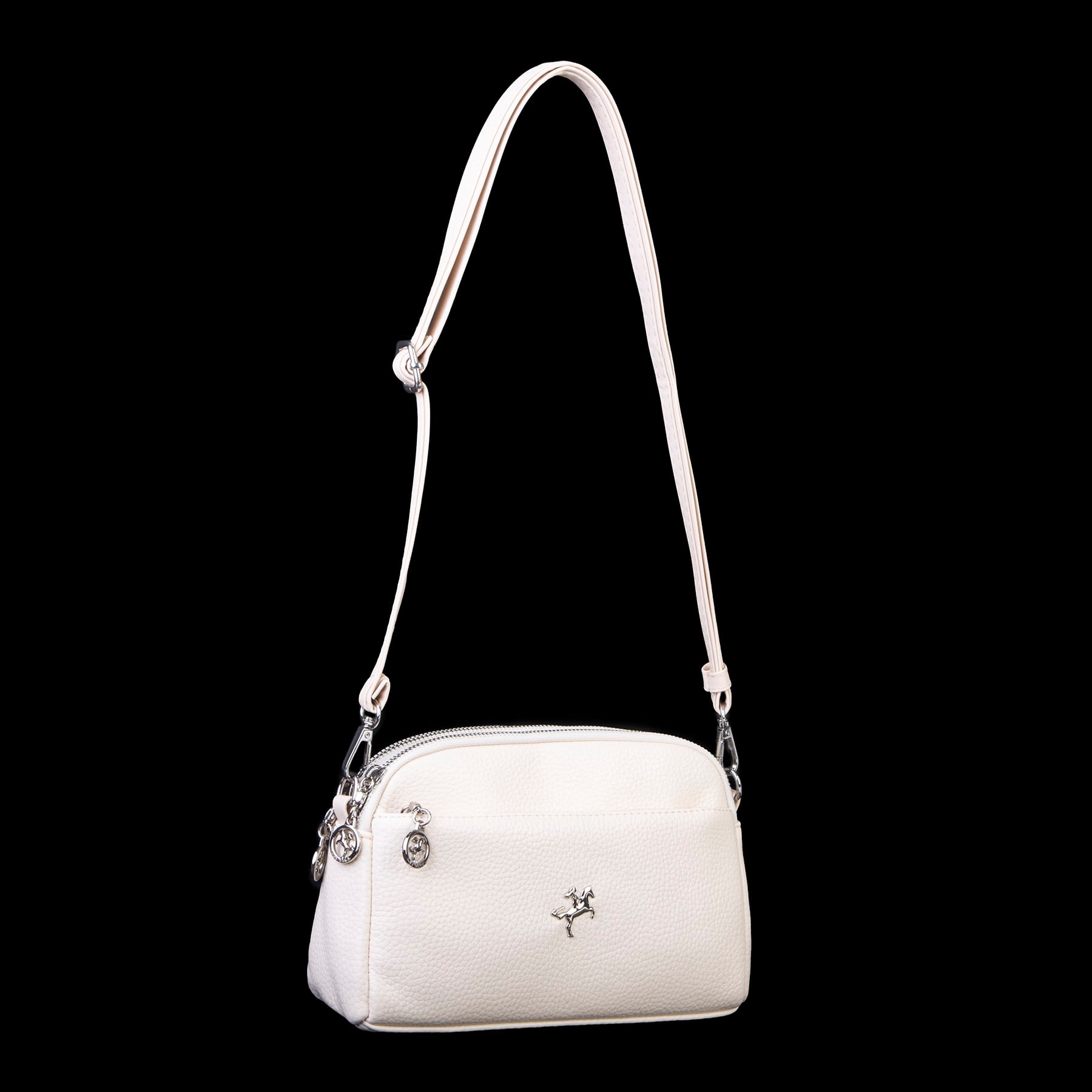 Nas Bag Kadın Günlük Sade Şık Çok Gözlü Çapraz Çanta (23x14 cm) Krem Lopez