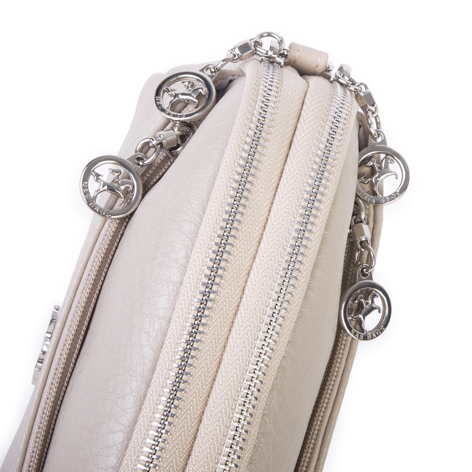 Nas Bag Kadın Günlük Sade Şık Çok Gözlü Çapraz Çanta (23x14 cm) Kum Victoria