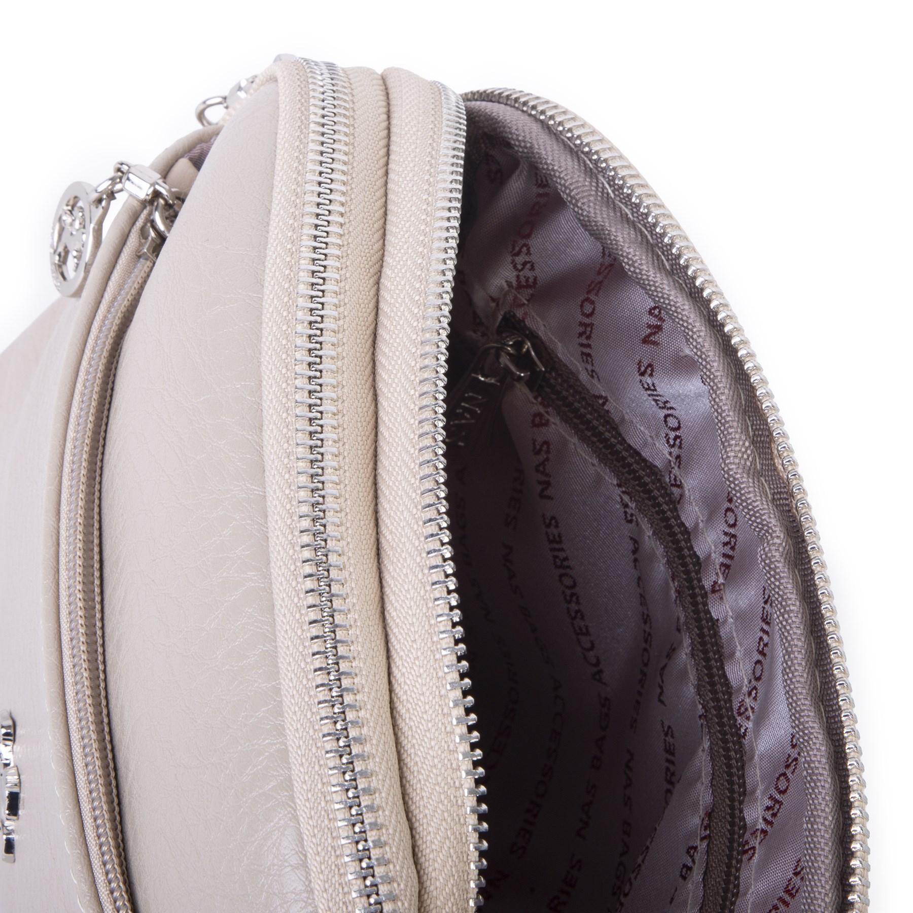 Nas Bag Kadın Günlük Sade Şık Çok Gözlü Çapraz Çanta (23x14 cm) Kum Victoria