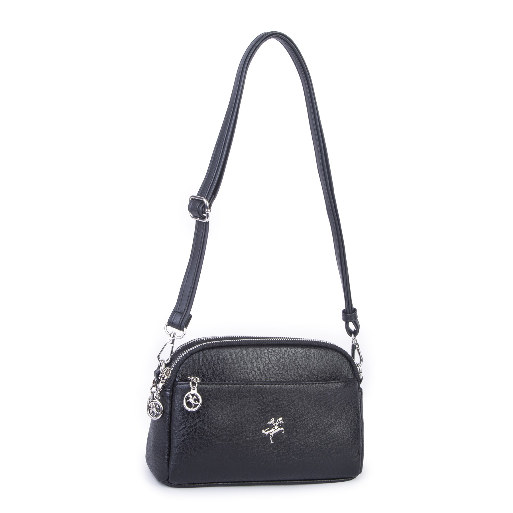 Nas Bag Kadın Günlük Sade Şık Çok Gözlü Çapraz Çanta (23x14 cm) Siyah Victoria