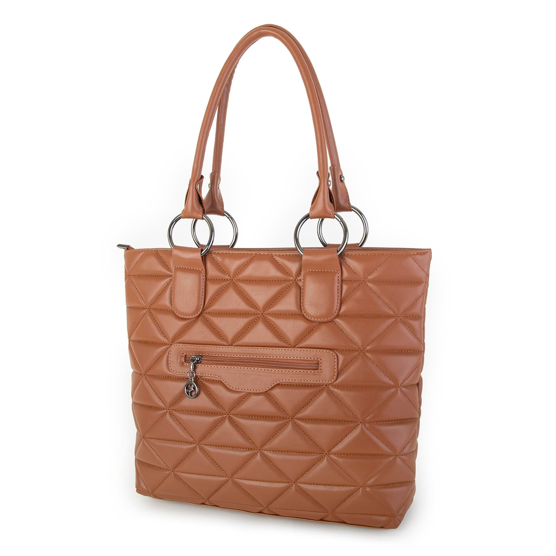 Nas Bag Kadın Kapitone  Büyük Boy Omuz Çantası ( 34x33x9 cm) Taba   Kapitone 