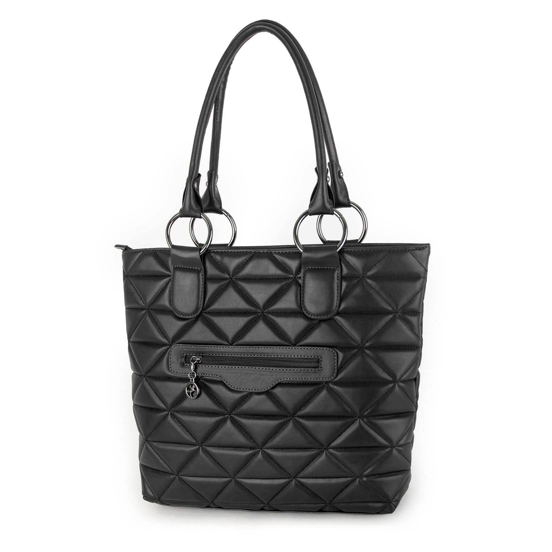 Nas Bag Kadın Kapitone  Büyük Boy Omuz Çantası ( 34x33x9 cm) Siyah  Kapitone 