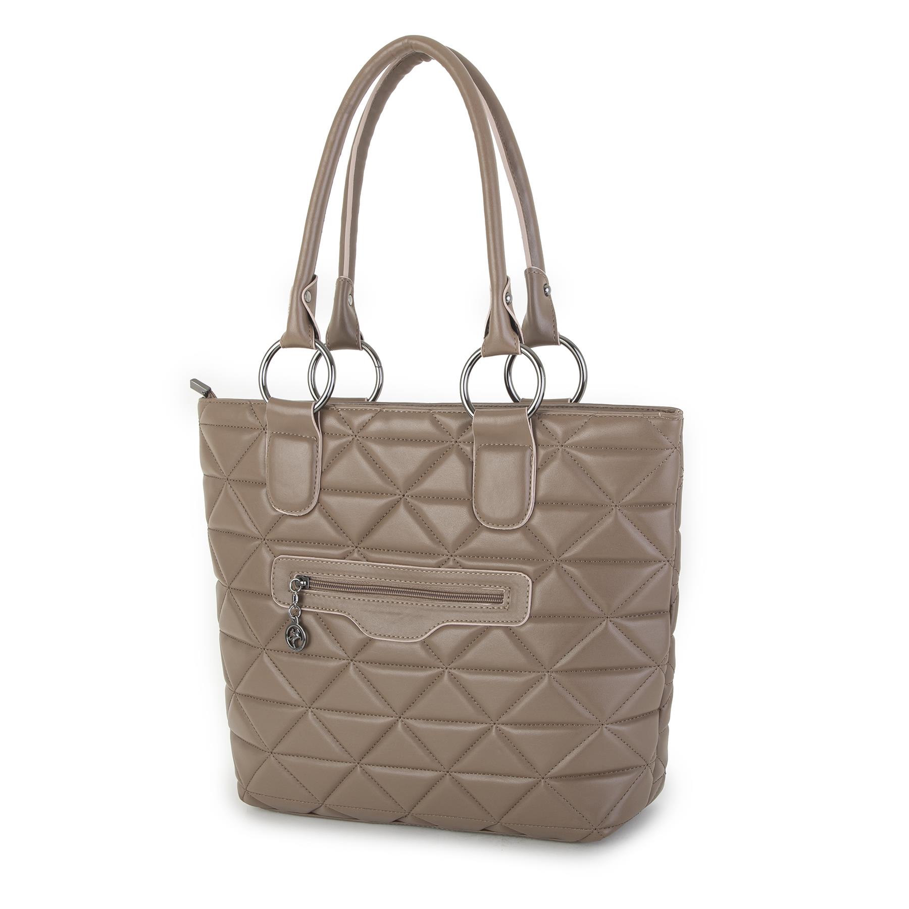 Nas Bag Kadın Kapitone  Büyük Boy Omuz Çantası ( 34x33x9 cm) Vizon Kapitone 